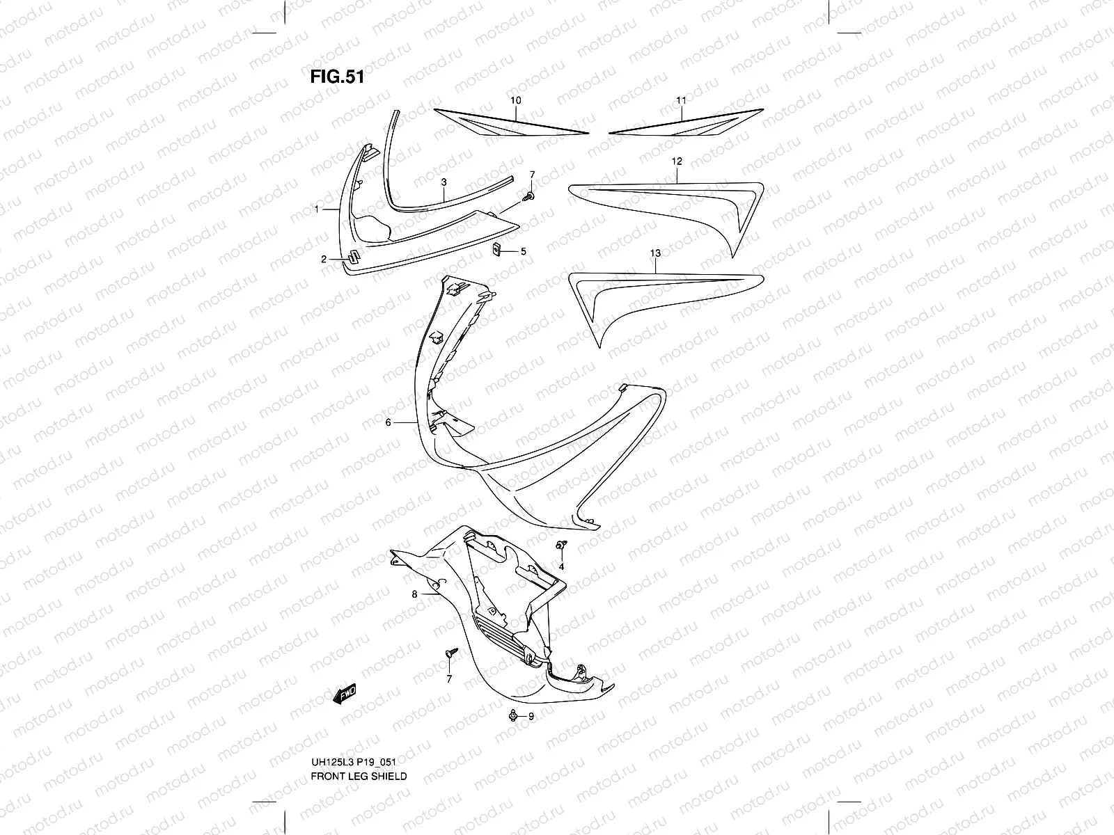 51 - FRONT LEG SHIELD (UH125ZL3 P19)