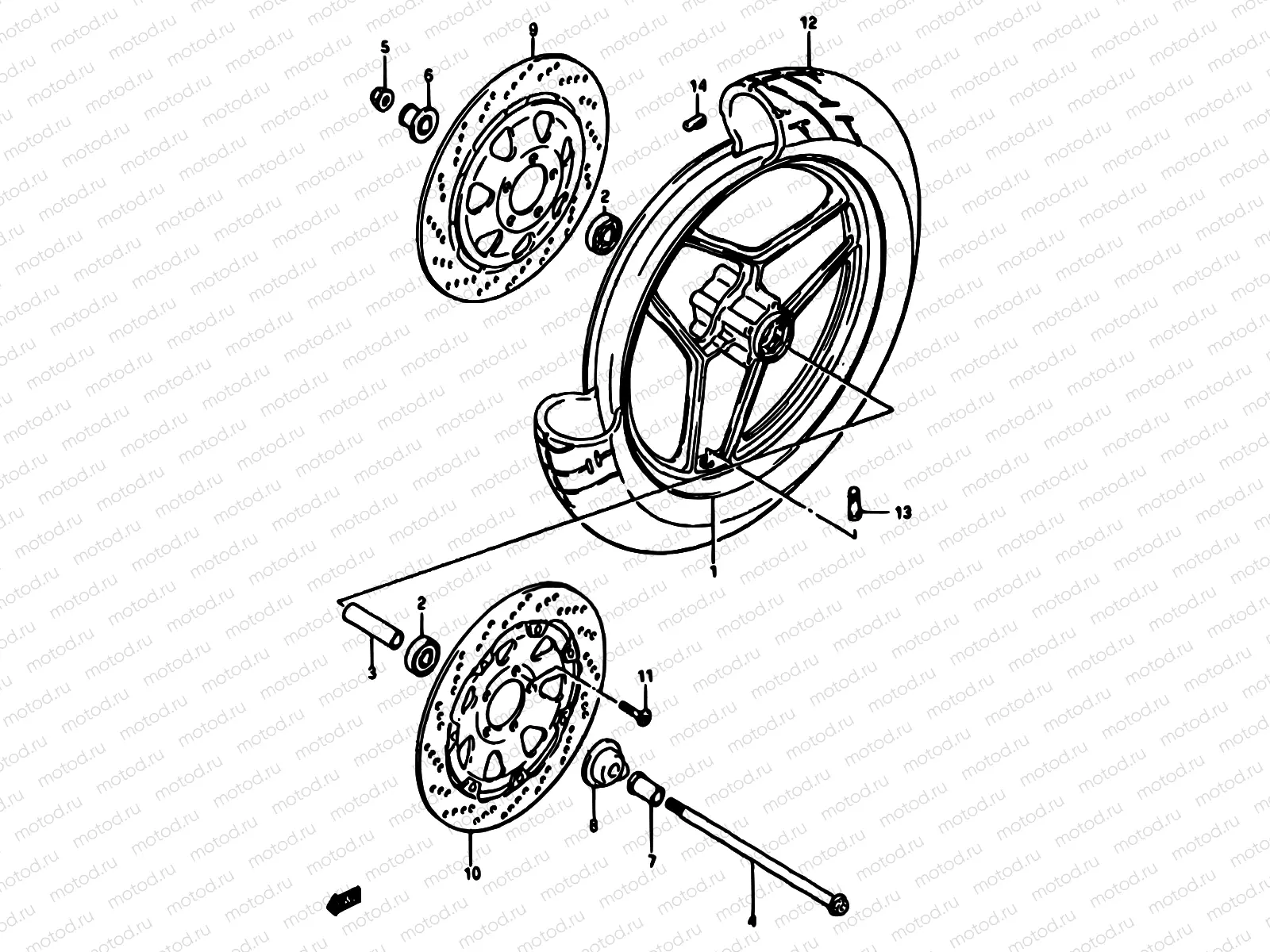 51 - FRONT WHEEL (MODEL F/G)