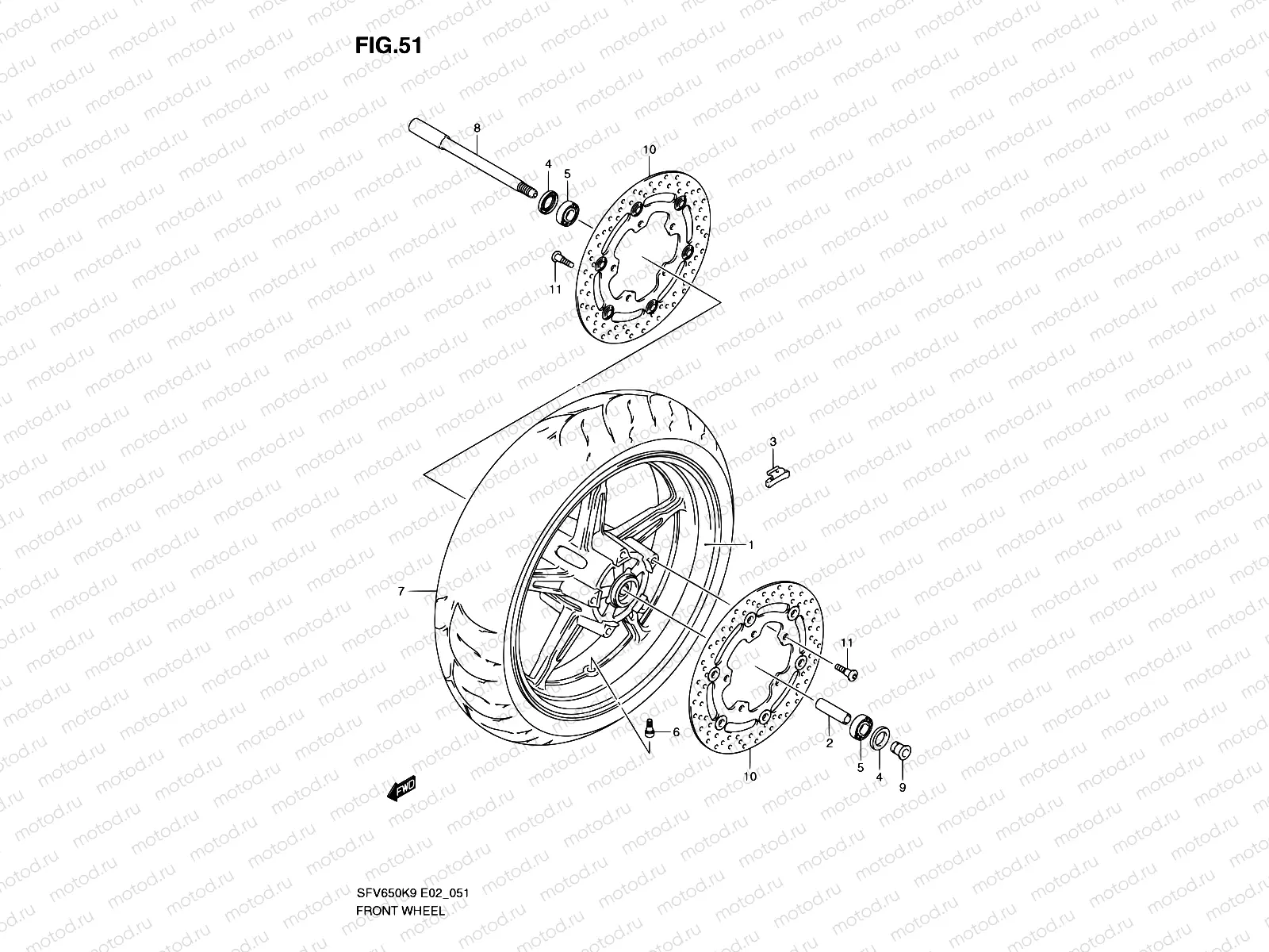 51 - FRONT WHEEL (SFV650K9/UK9/L0/UL0)