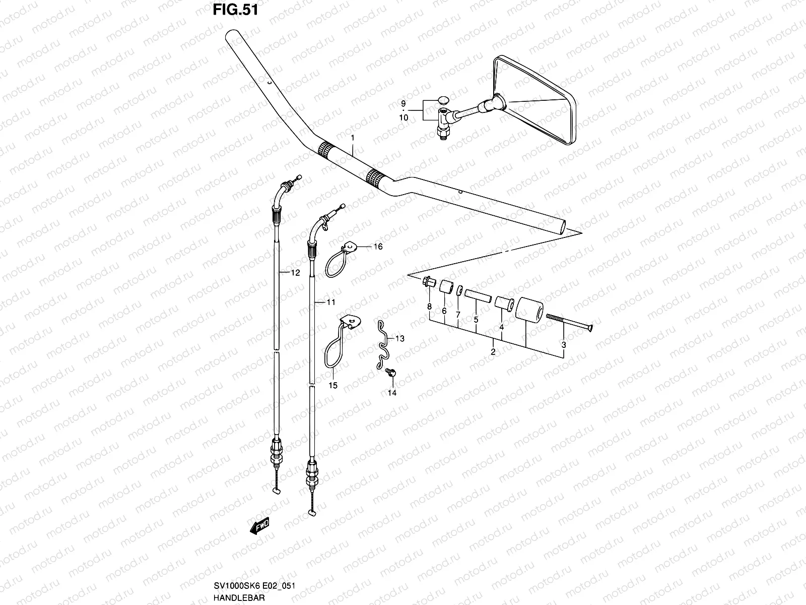 51 - HANDLEBAR (SV1000/U1/U2)
