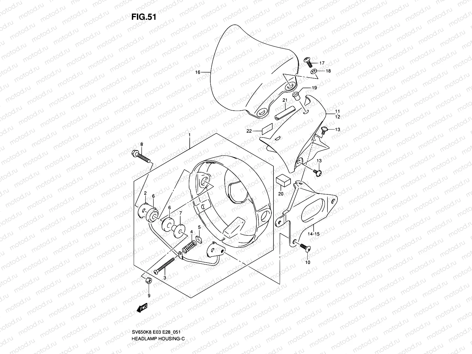 51 - HEADLAMP HOUSING (SV650/A)
