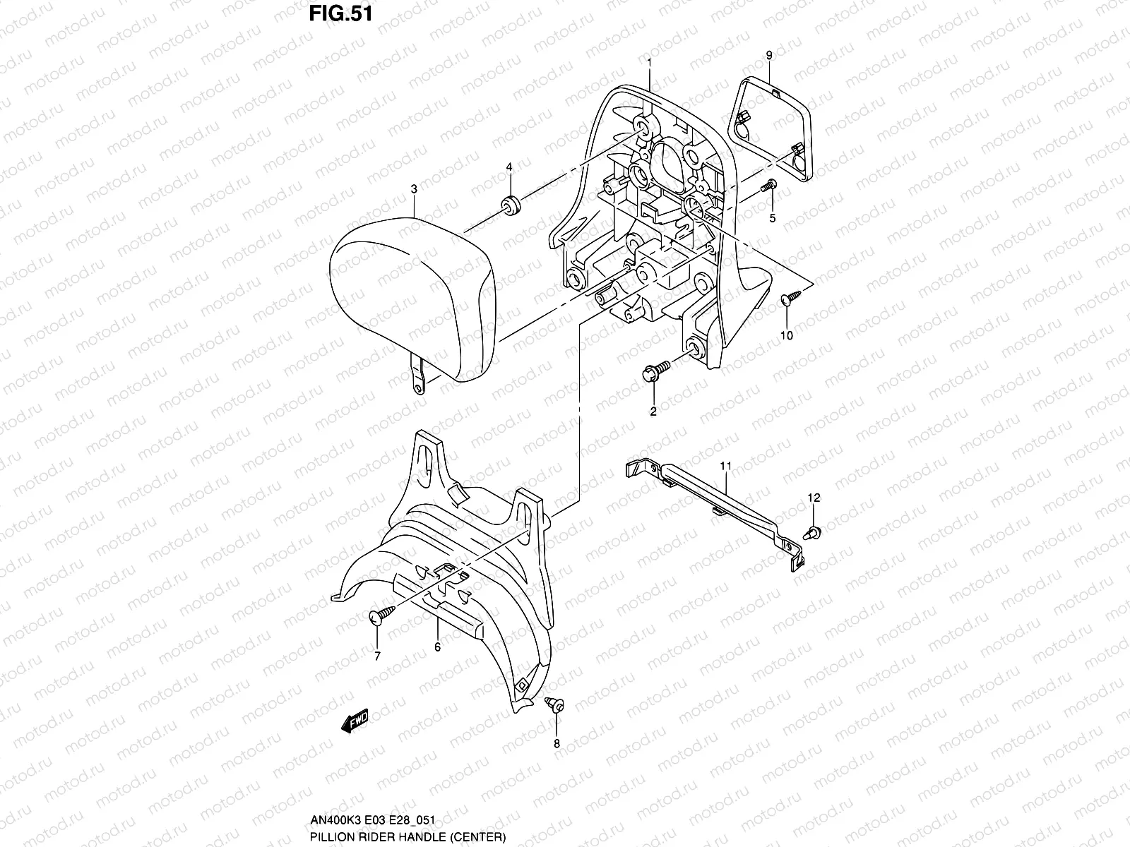 51 - PILLION RIDER HANDLE (CENTER)(MODEL K3)