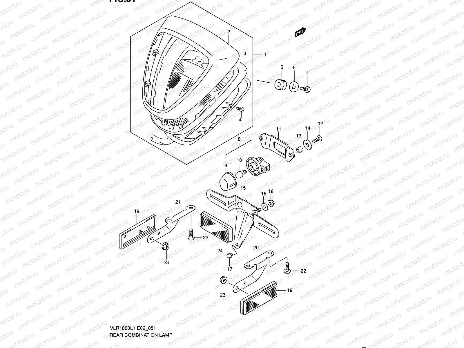 51 - REAR COMBINATION LAMP (VLR1800TL1 E24)
