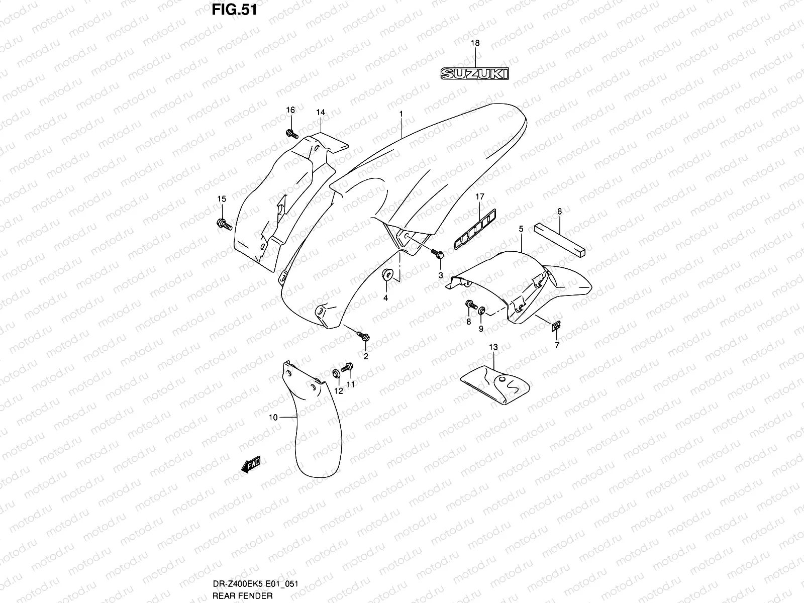 51 - REAR FENDER (WITH OUT E24)