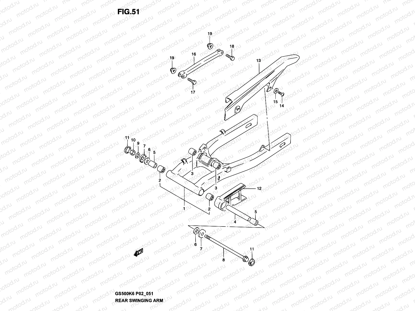 51 - REAR SWINGING ARM (MODEL K3)
