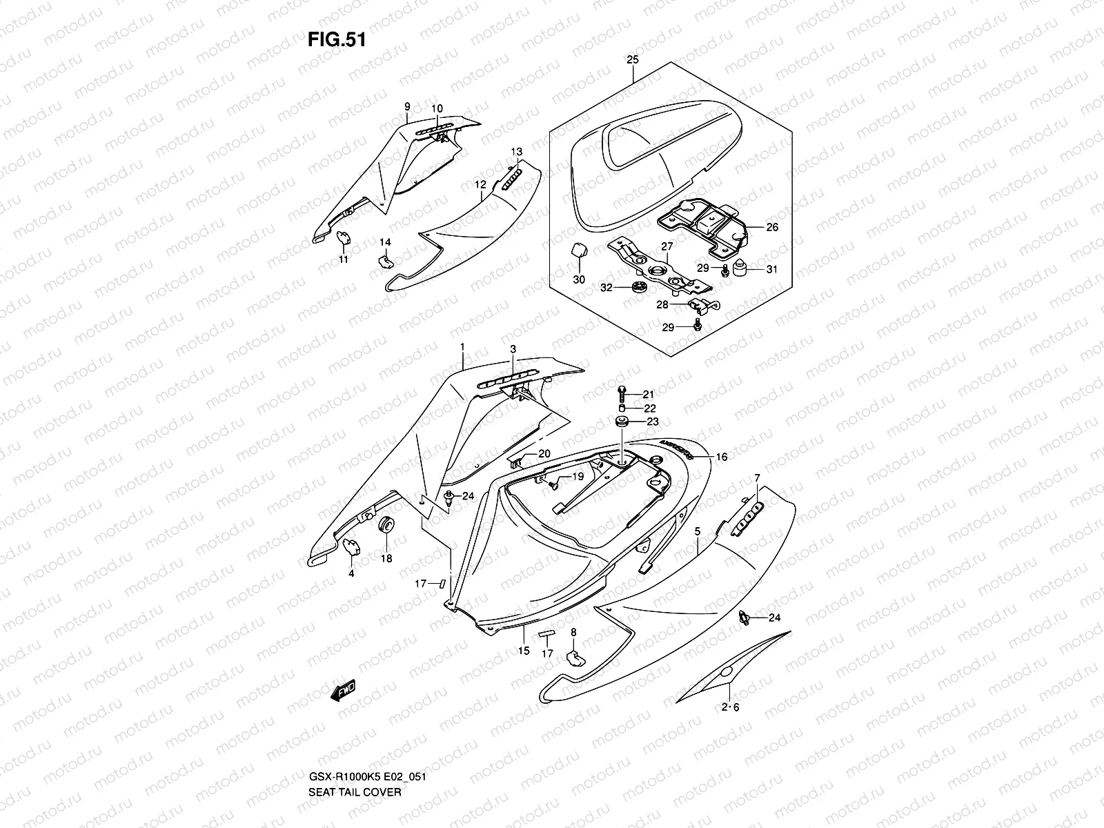 51 - SEAT TAIL COVER (GSX-R1000K5 E02,E19,U2E19,E24,P37)