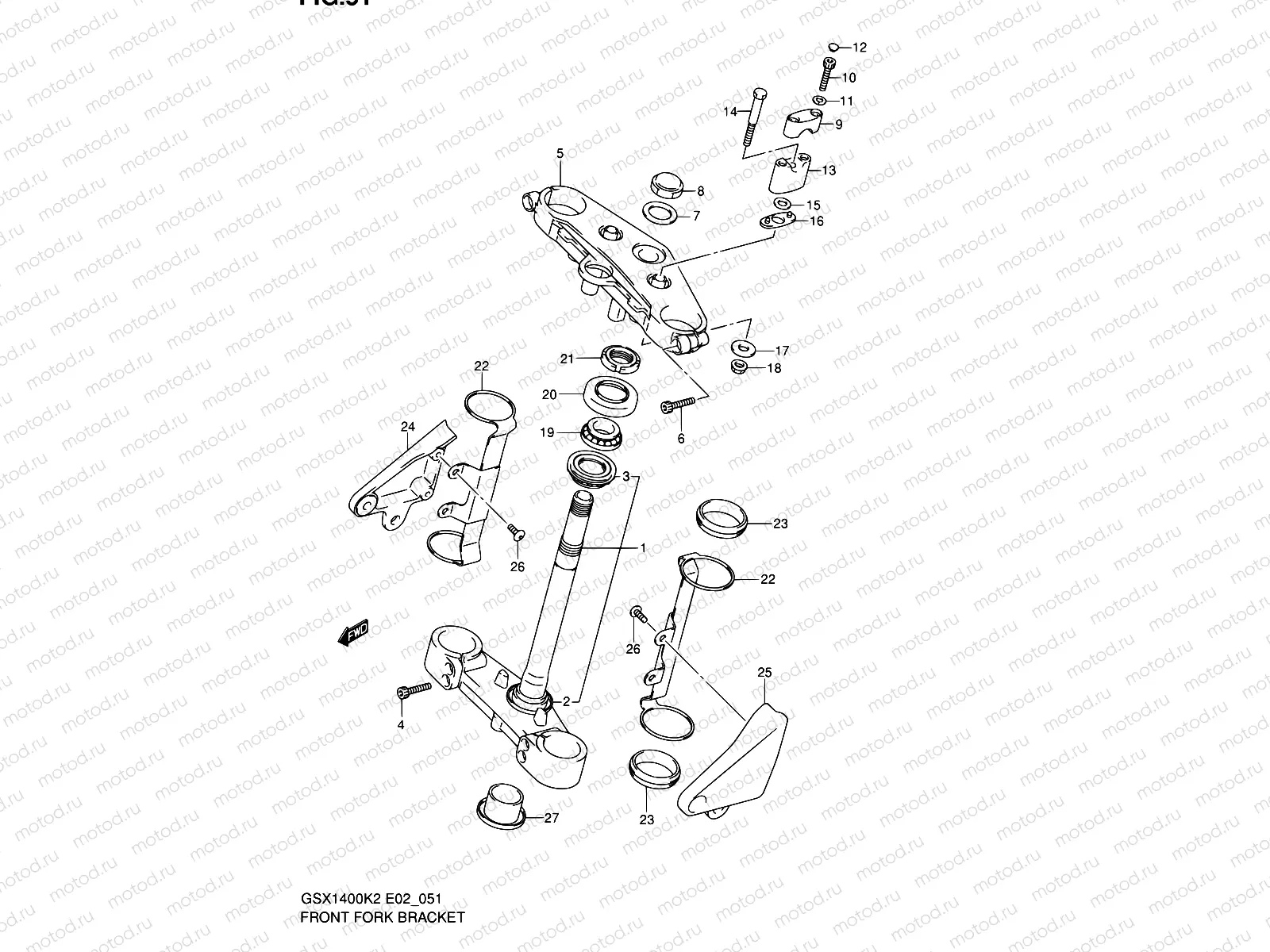 51 - STEERING STEM (MODEL K2/K3/K4)