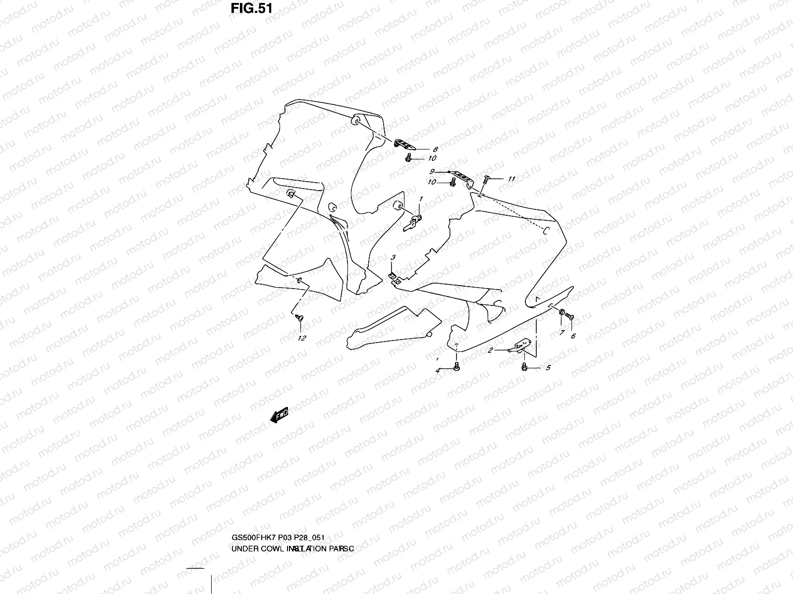 51 - UNDER COWLING INSTALLATION PARTS (WITH COWLING)