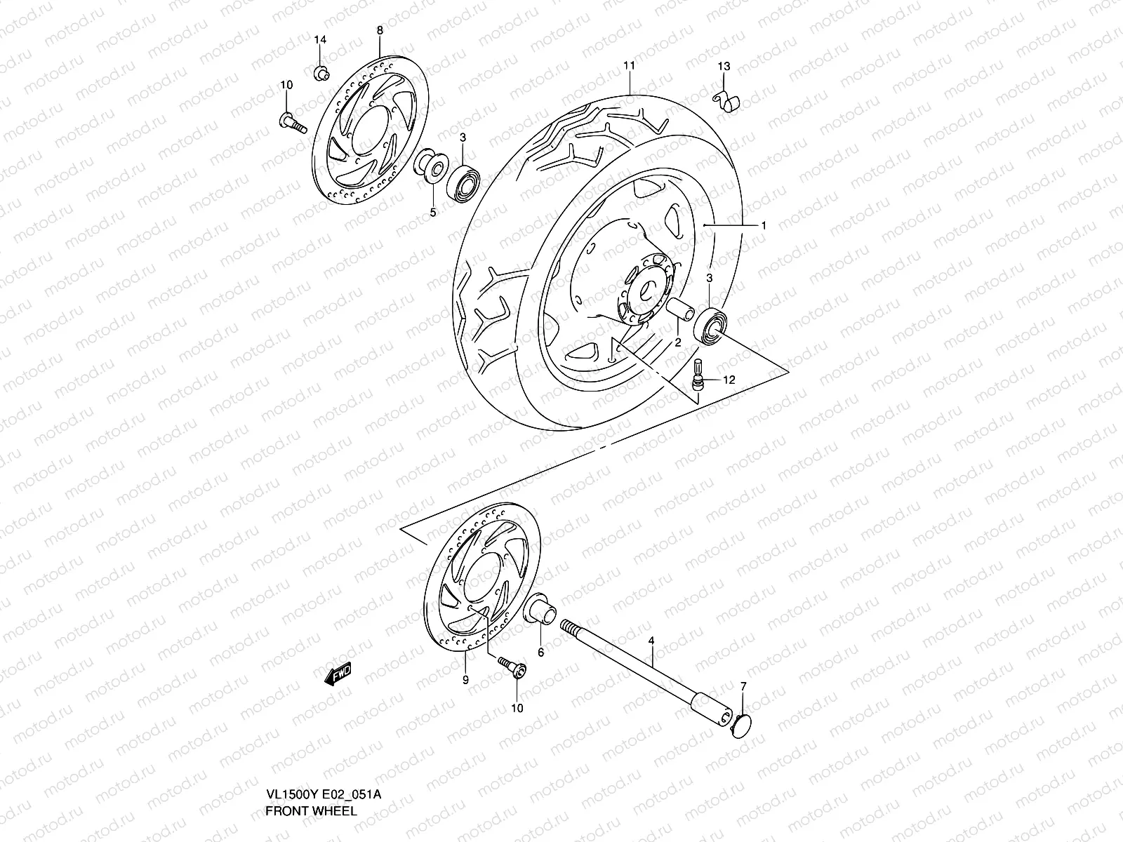 51A - FRONT WHEEL (MODEL K2/K3/K4)