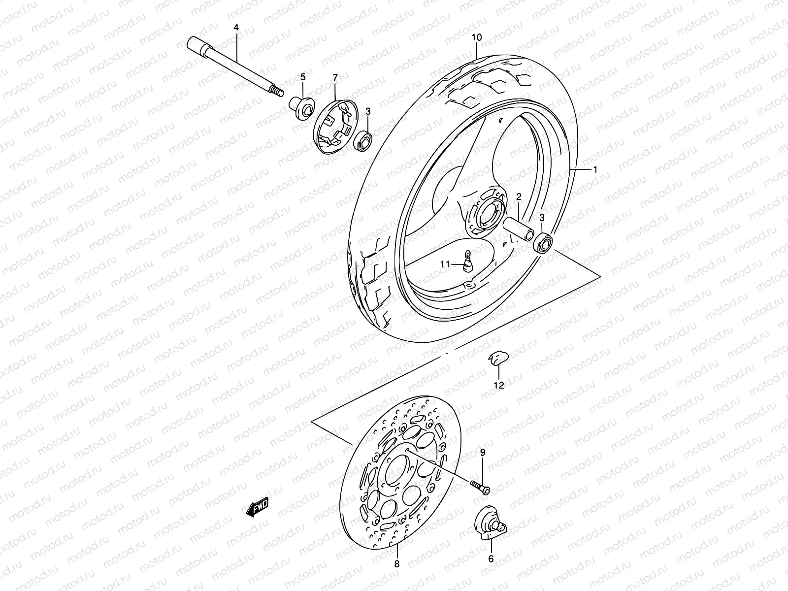 51A - FRONT WHEEL (MODEL N/P/R/T/V)