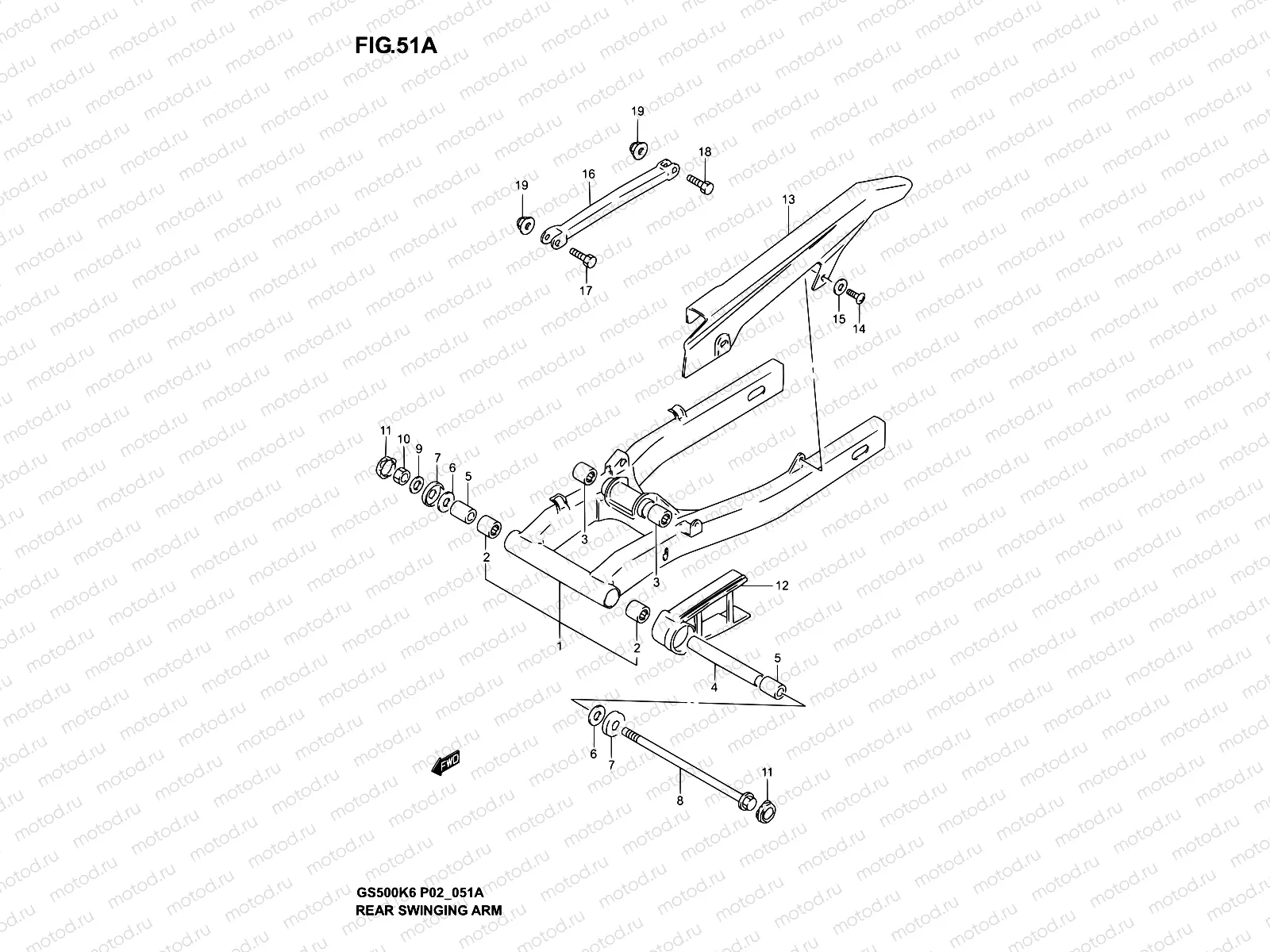 51A - REAR SWINGING ARM (MODEL K4/K5/K6)