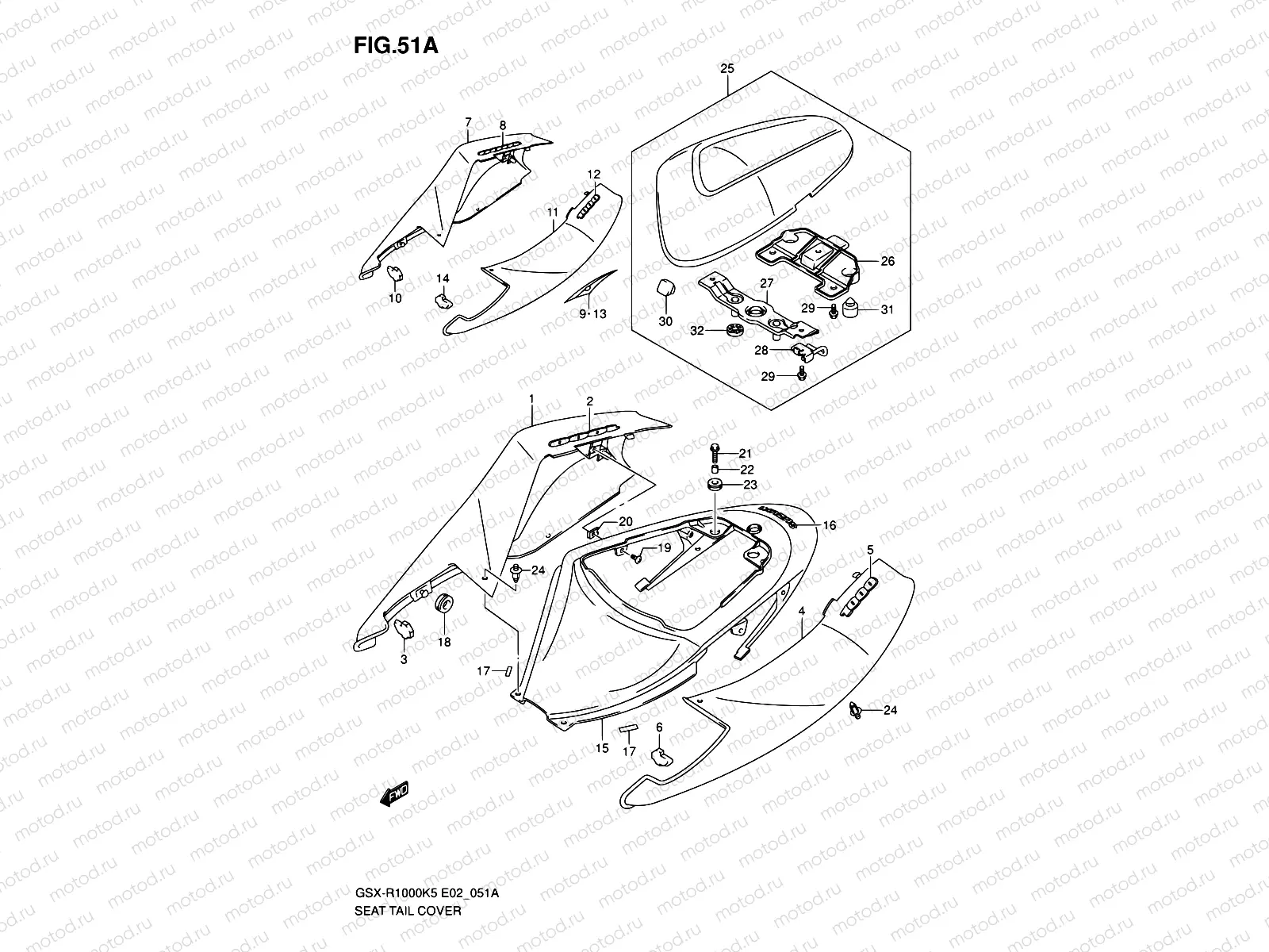 51A - SEAT TAIL COVER (GSX-R1000K6 E02,E19,U2E19,E24,P37)
