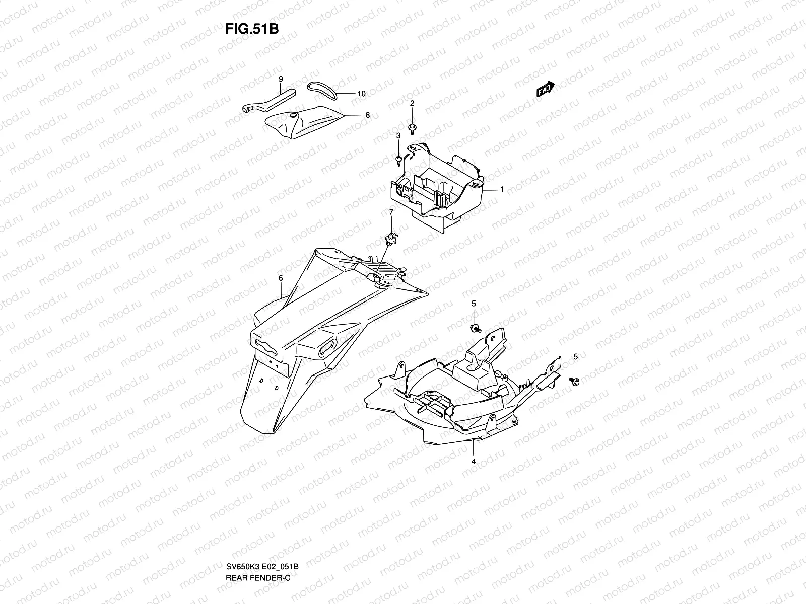 51B - REAR FENDER (WITH ABS)