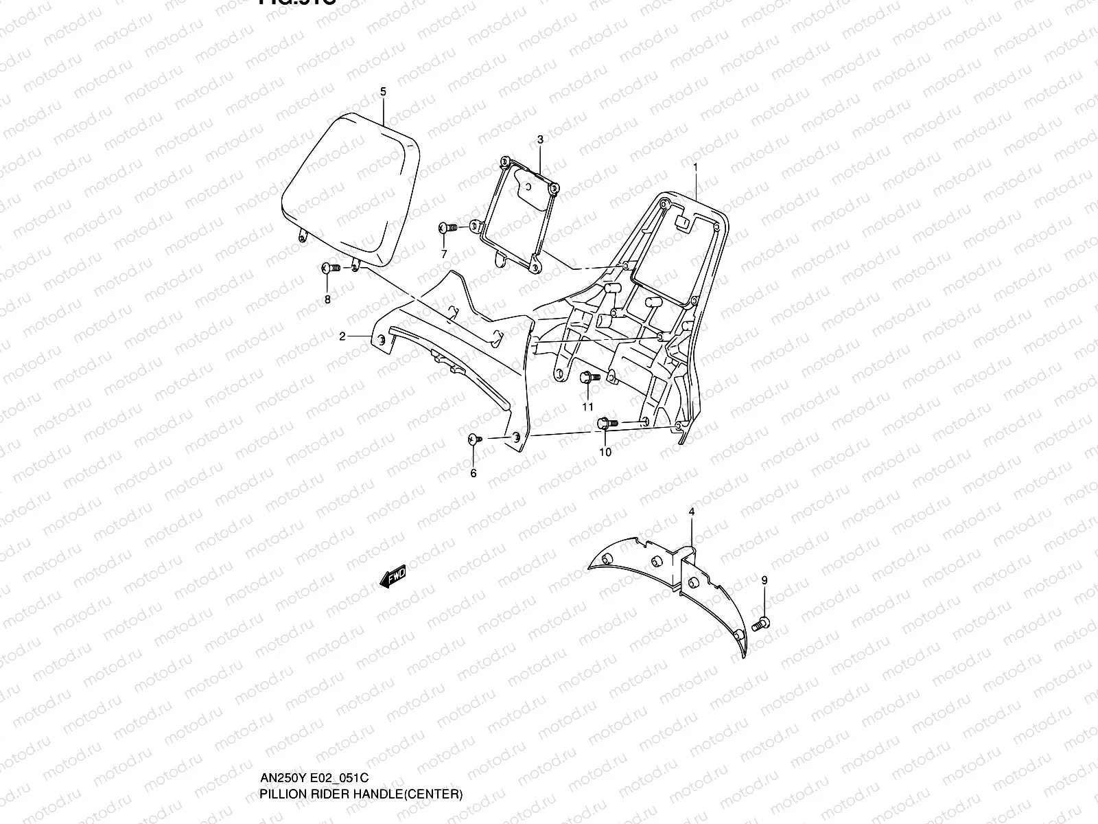 51C - PILLION RIDER HANDLE (CENTER)(MODEL W/X/Y)