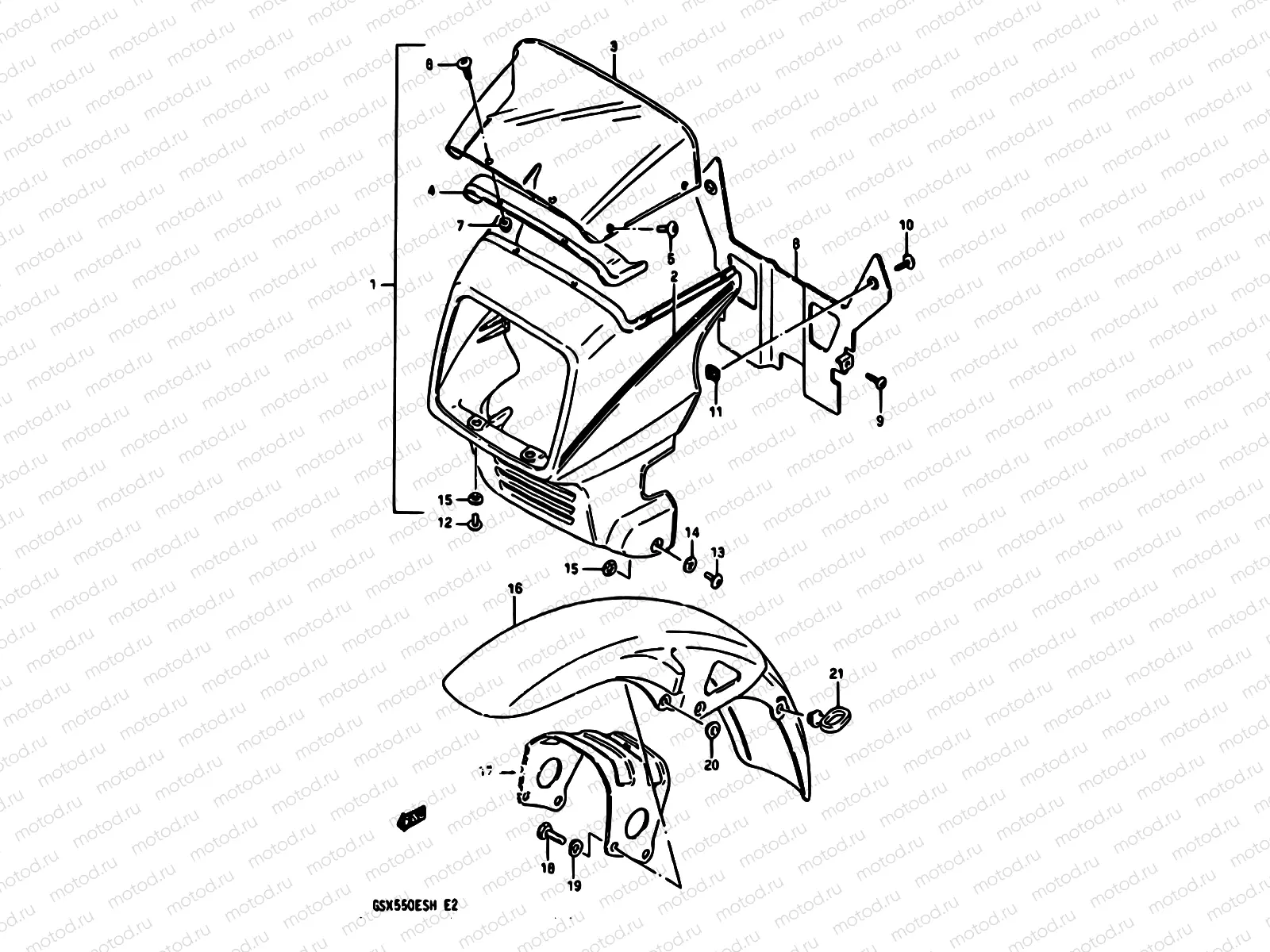 52 - COVER HEADLAMP-FRONT FENDER (GSX550EF/EUF/EG/EUG/EUH)