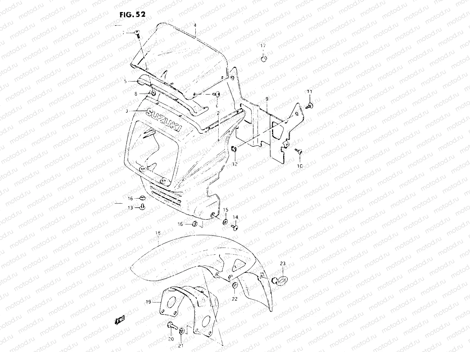 52 - COVER HEADLAMP - FRONT FENDER (MODEL E)