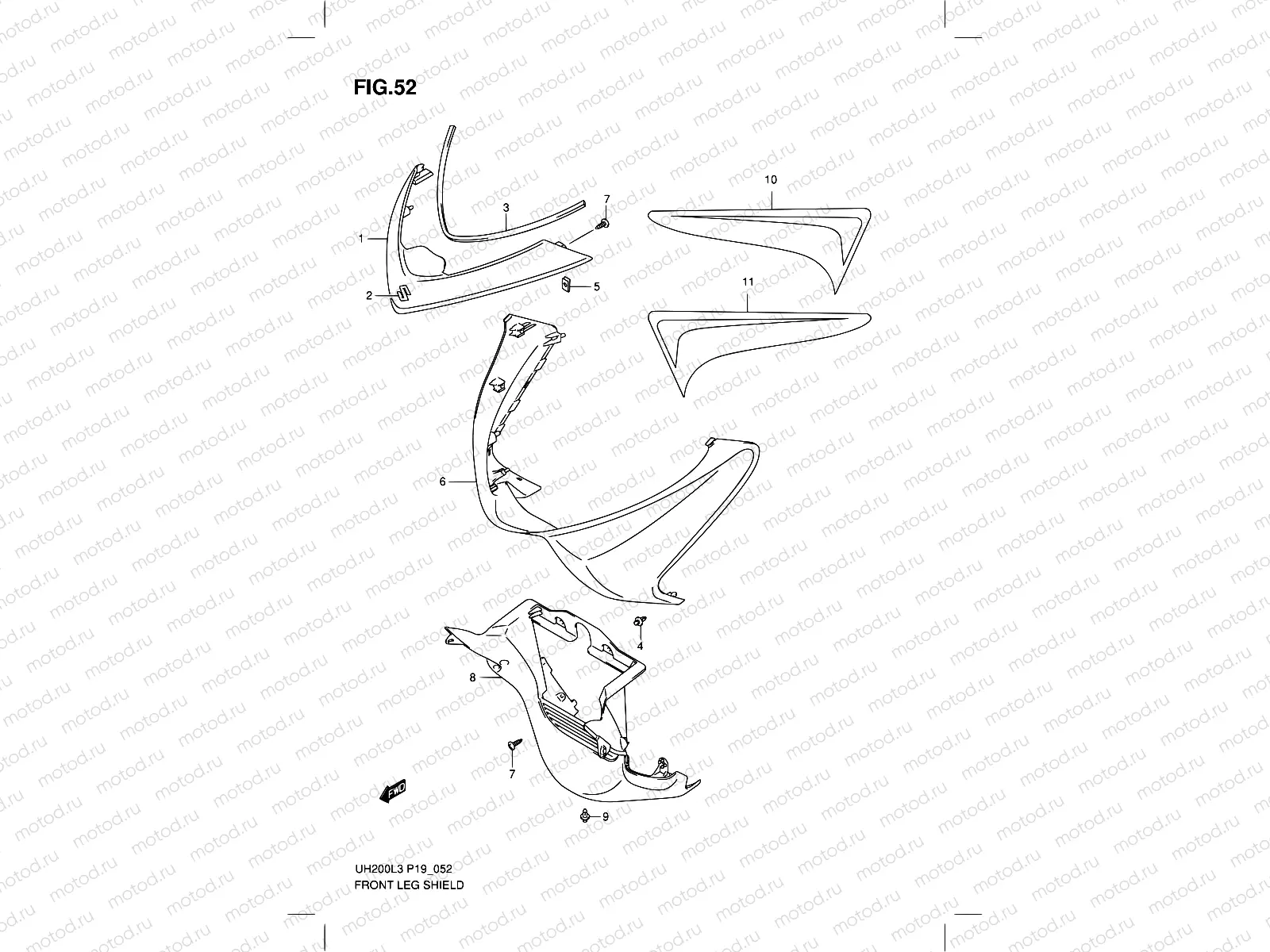 52 - FRONT LEG SHIELD (UH200ZRL3 P19)