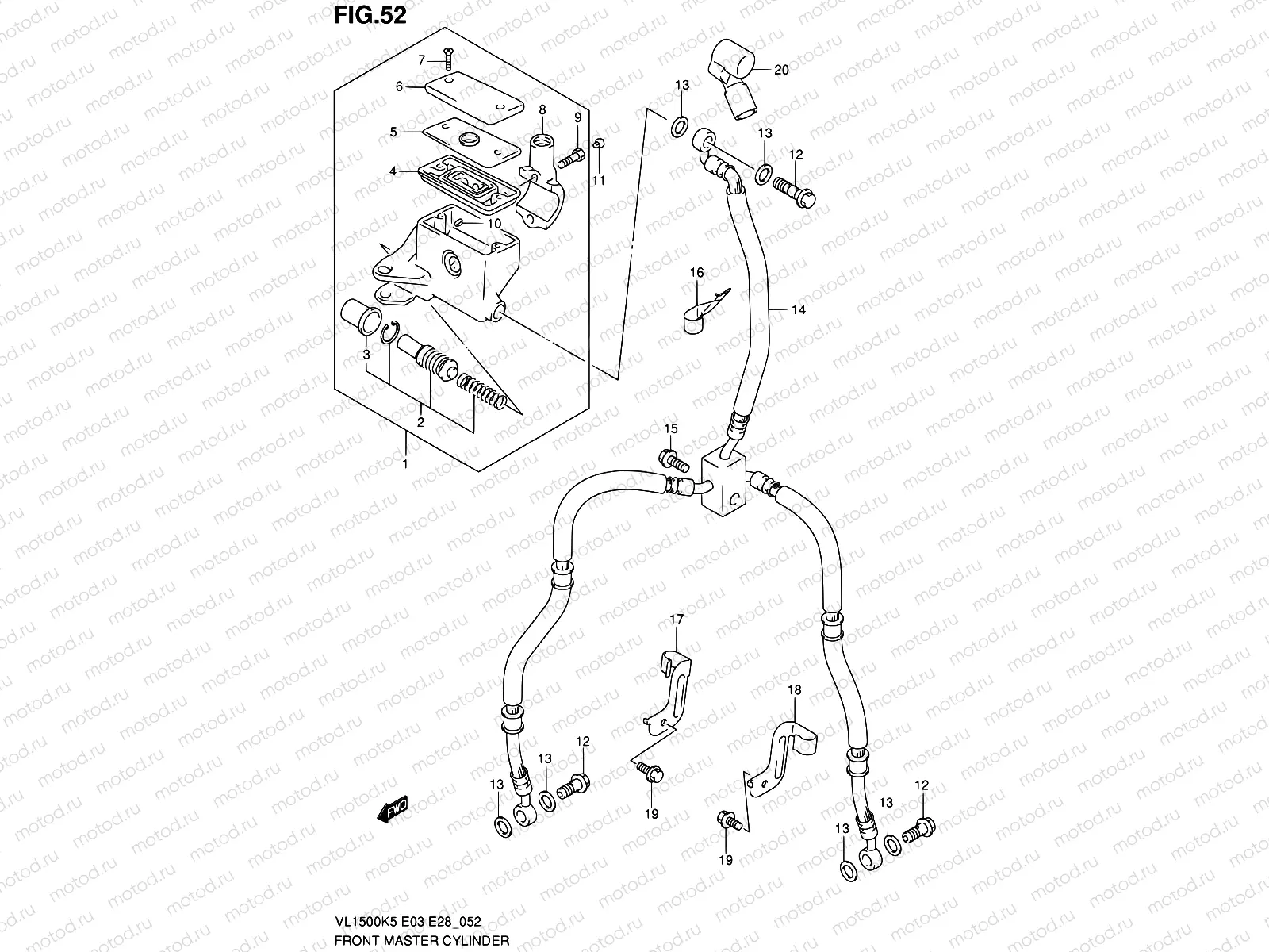 52 - FRONT MASTER CYLINDER (MODEL K5/K6)