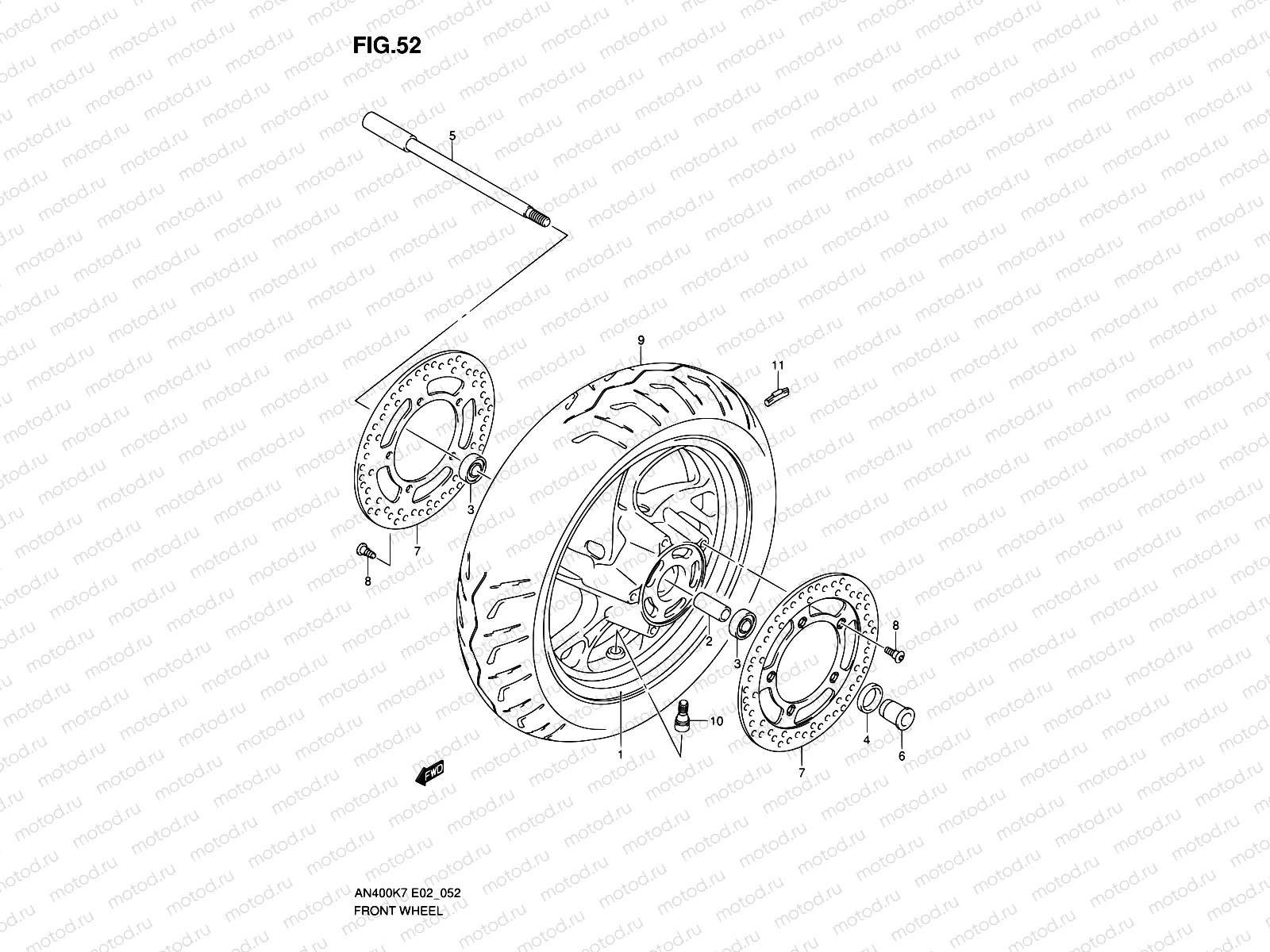 52 - FRONT WHEEL (AN400K7/ZK7/K8/ZK8/K9/L0)