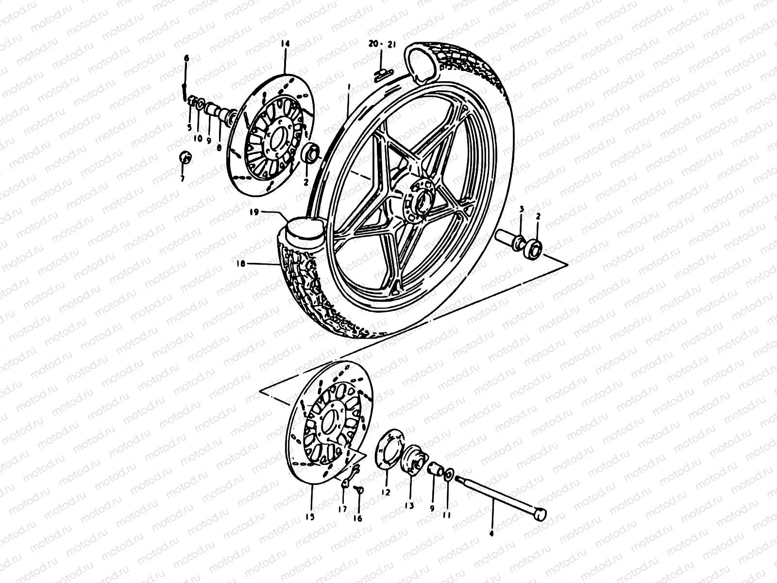 52 - FRONT WHEEL (GS1000ET, GS1000HT)