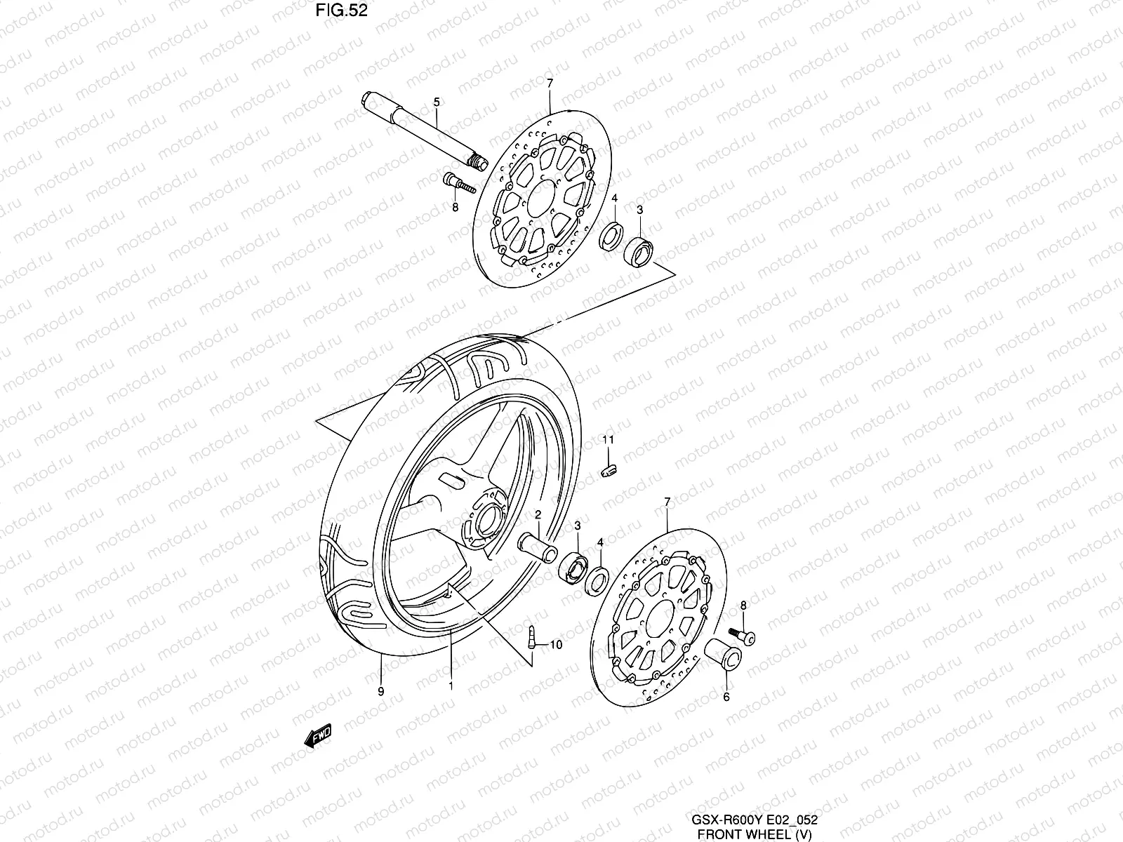 52 - FRONT WHEEL (MODEL V)