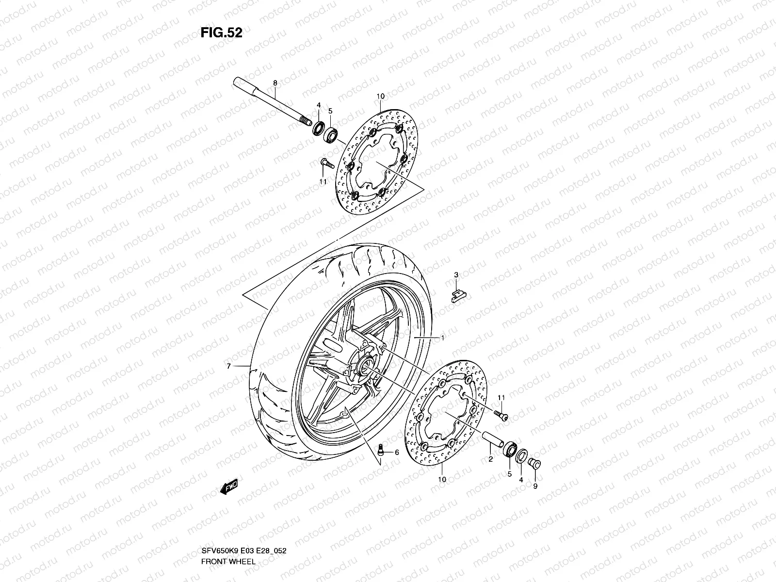 52 - FRONT WHEEL (SFV650K9/L0)