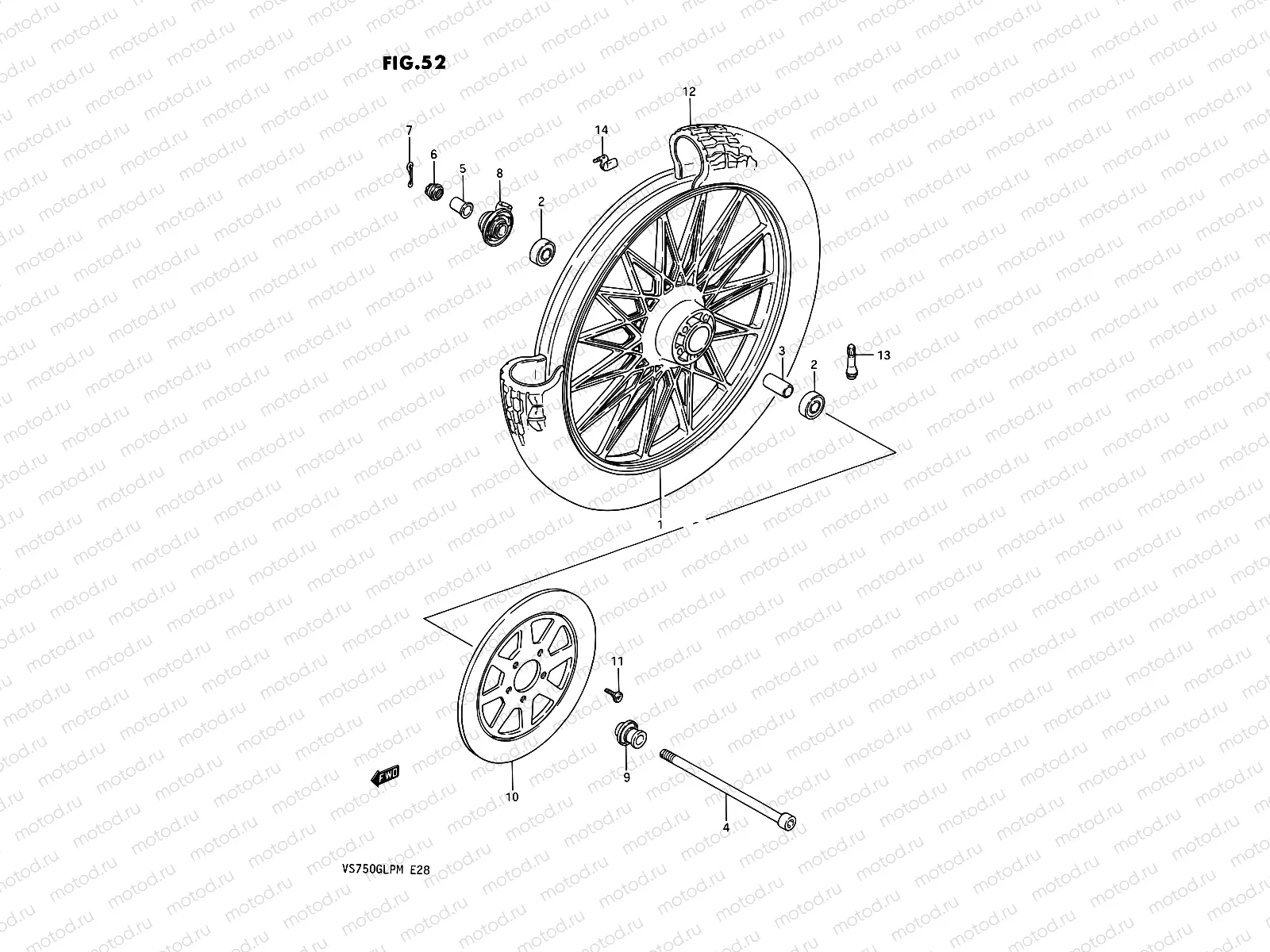 52 - FRONT WHEEL (VS750GLEFG/GLEPG)