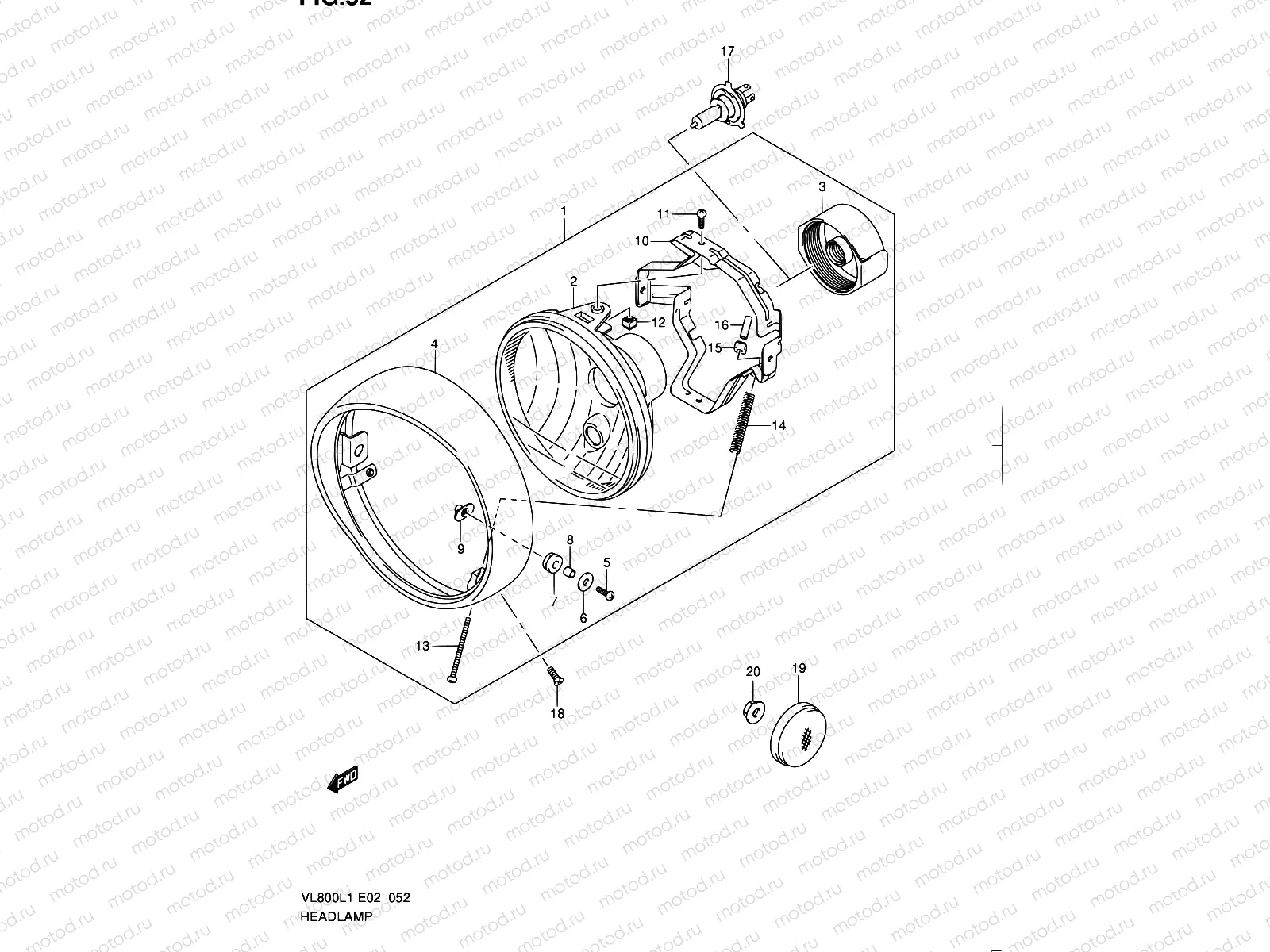 52 - HEADLAMP ASSY (VL800TL1 E24)