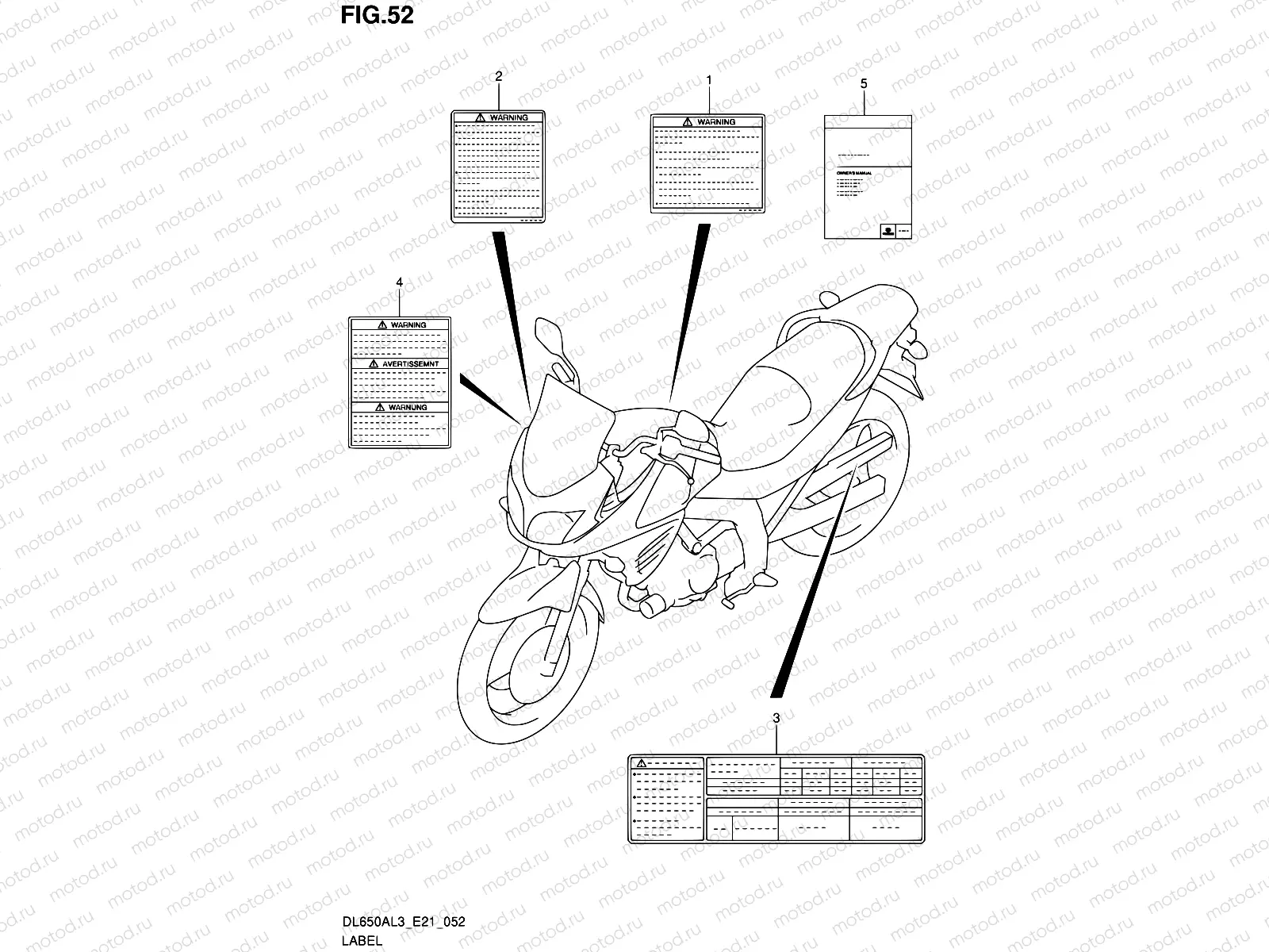 52 - LABEL (DL650AUEL3 E21)