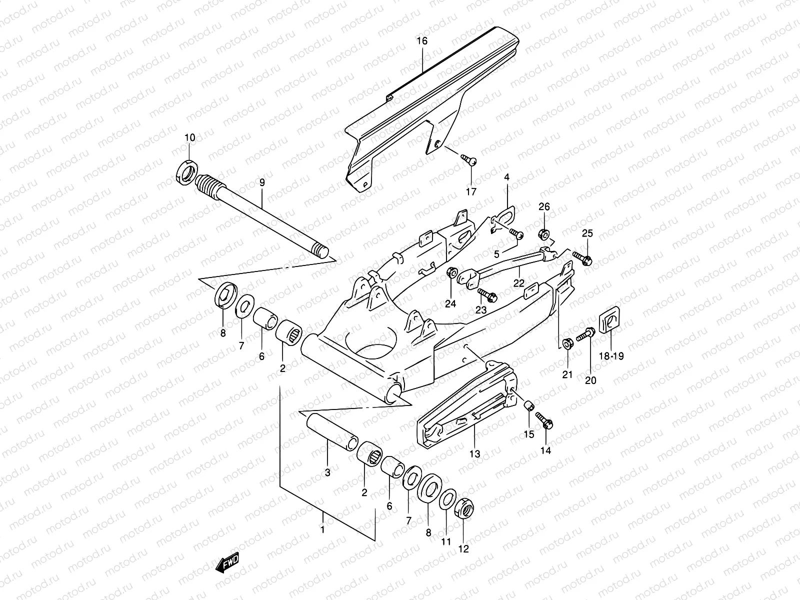 52 - REAR SWINGING ARM (E02,E04,E25,E34,P37)