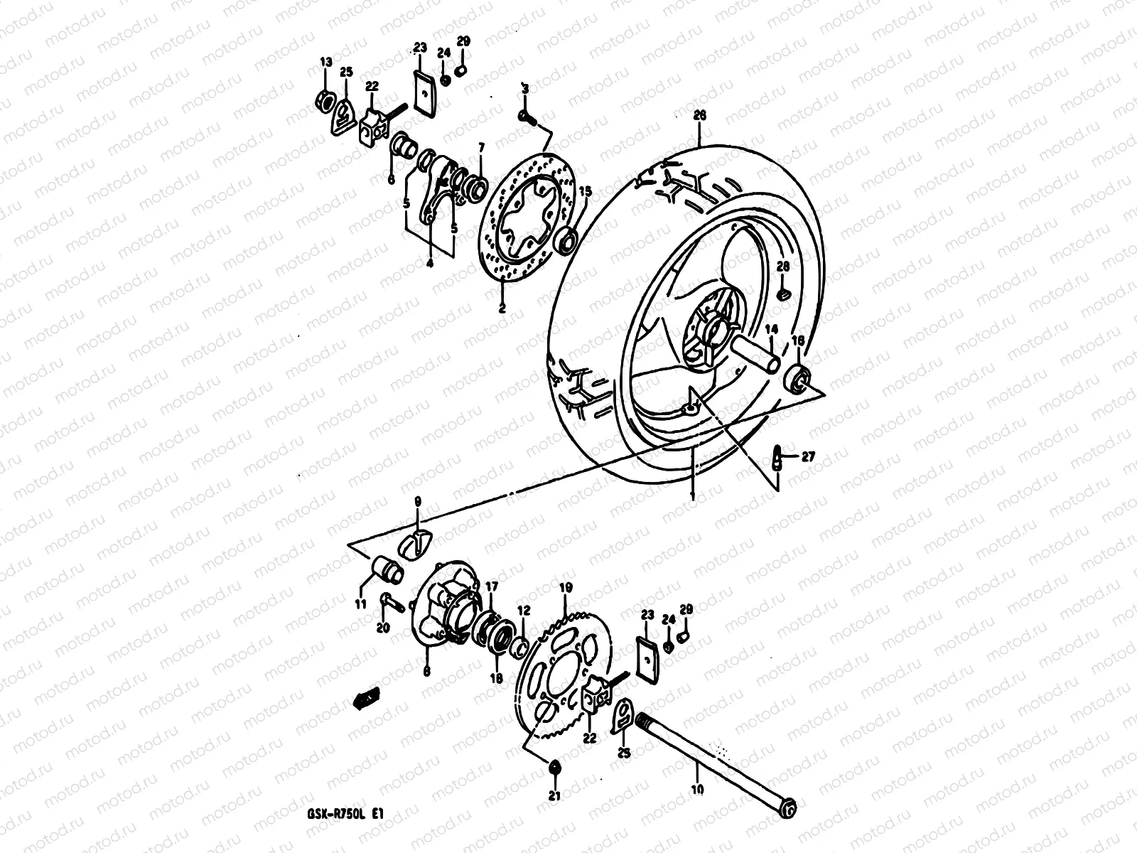 52 - REAR WHEEL (MODEL J/K)