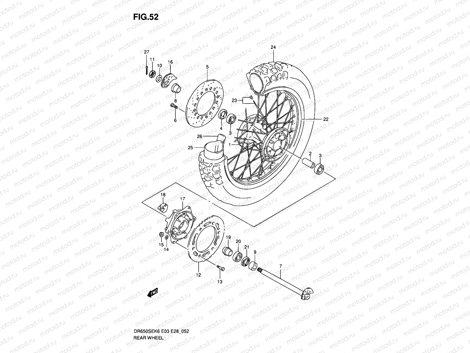 52 - REAR WHEEL (MODEL K6/K7)