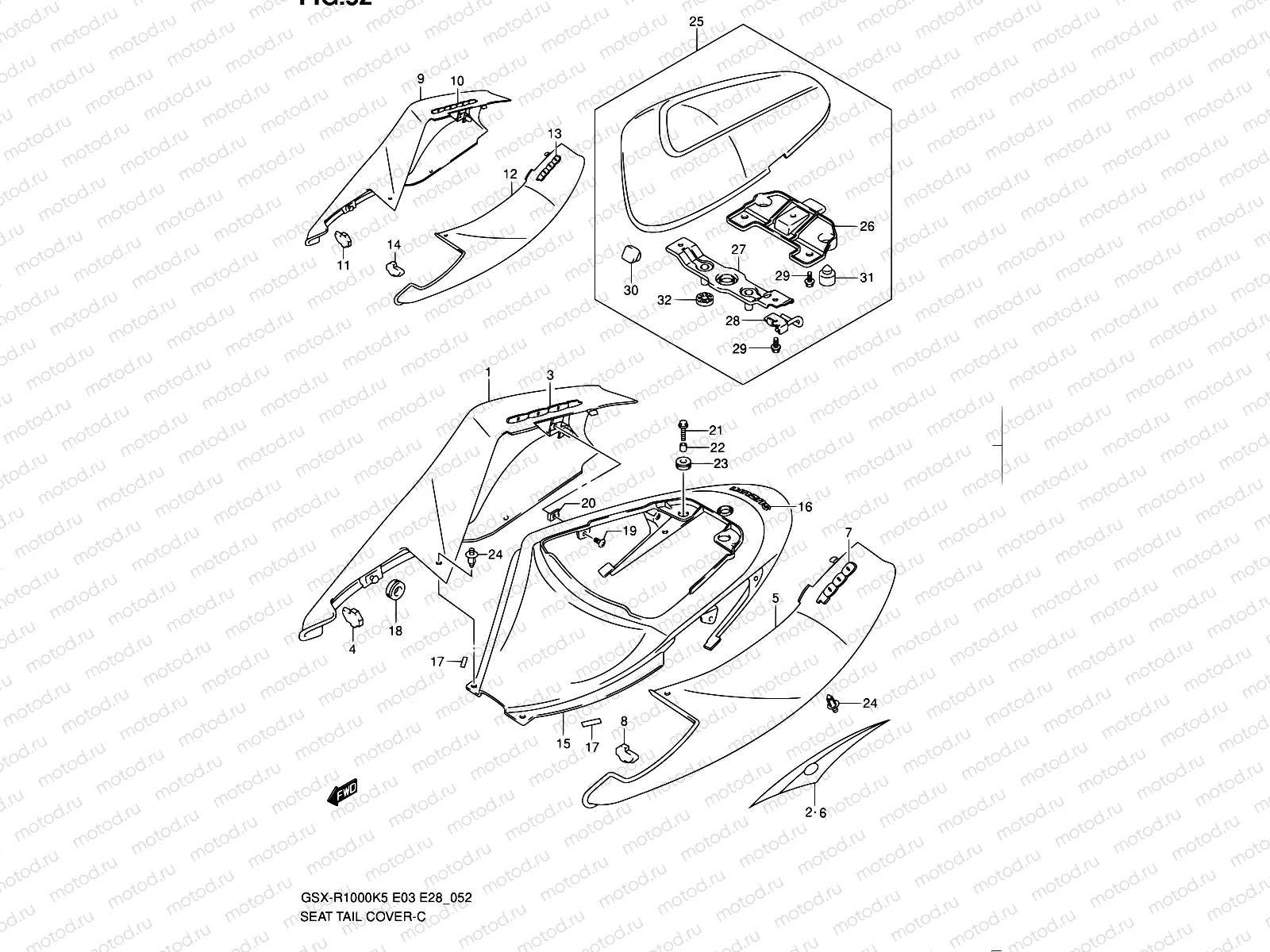 52 - SEAT TAIL COVER (GSX-R1000K5)