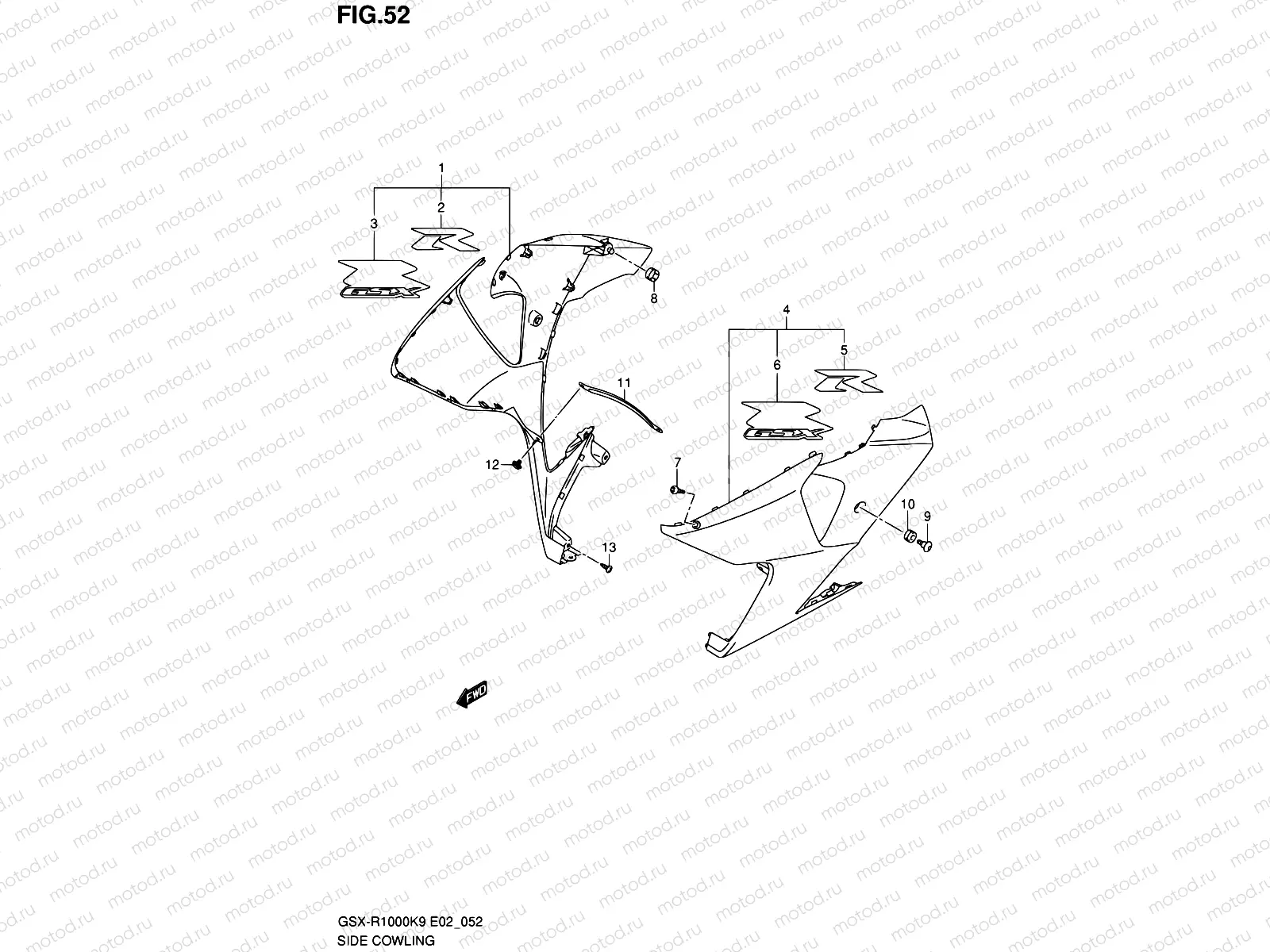 52 - SIDE COWLING (MODEL K9:CRU,GRD,FGF)