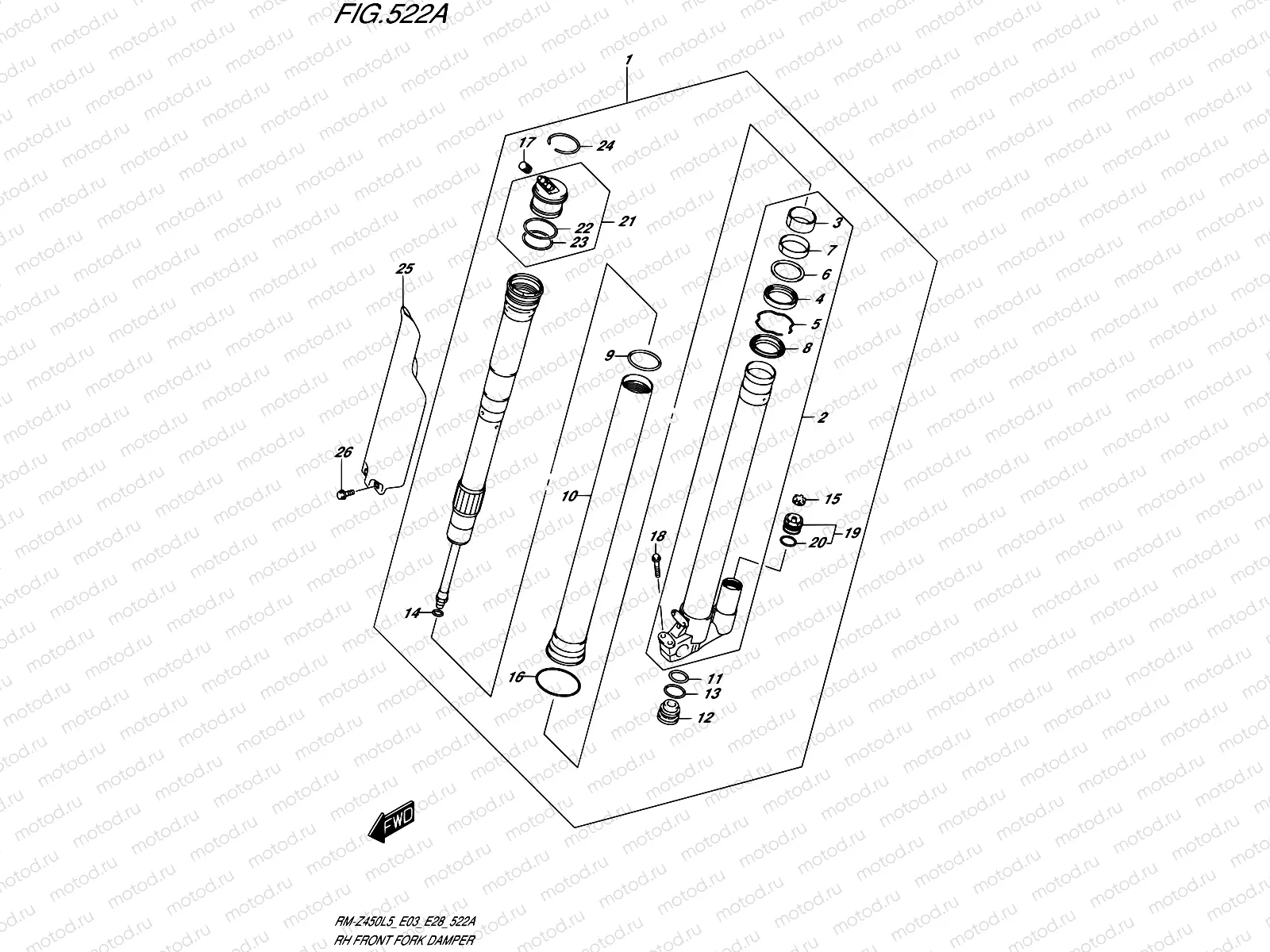 522A - RH FRONT FORK DAMPER (RM-Z450L5 E03)