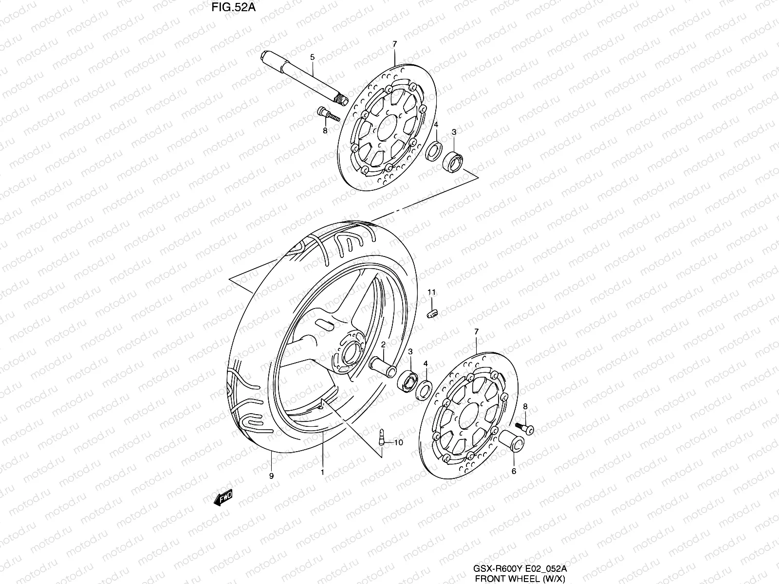 52A - FRONT WHEEL (MODEL W/X)