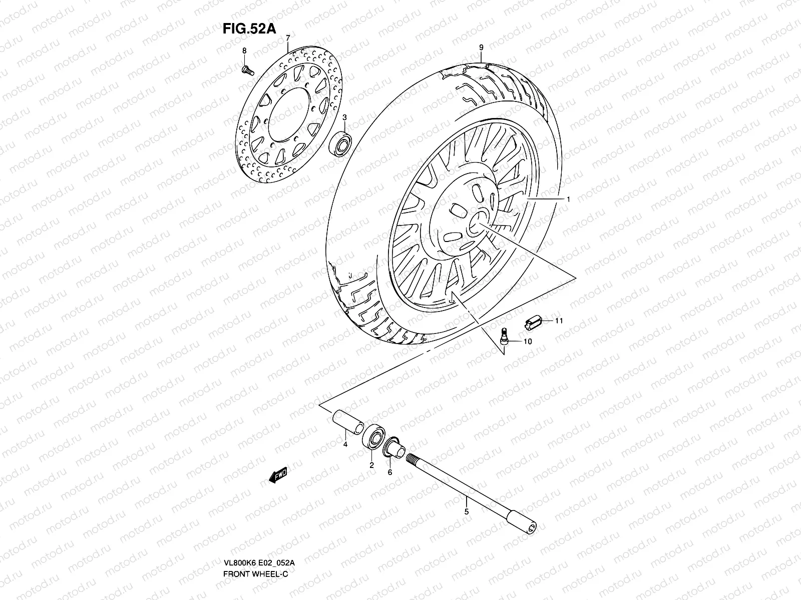 52A - FRONT WHEEL (VL800CK8/CUEK8/CK9/CUEK9/CL0/CUEL0)