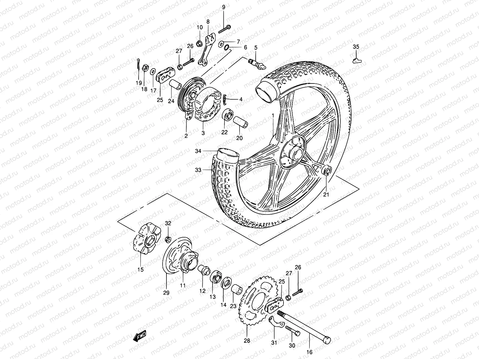 52A - REAR WHEEL (GN250EM/ER)