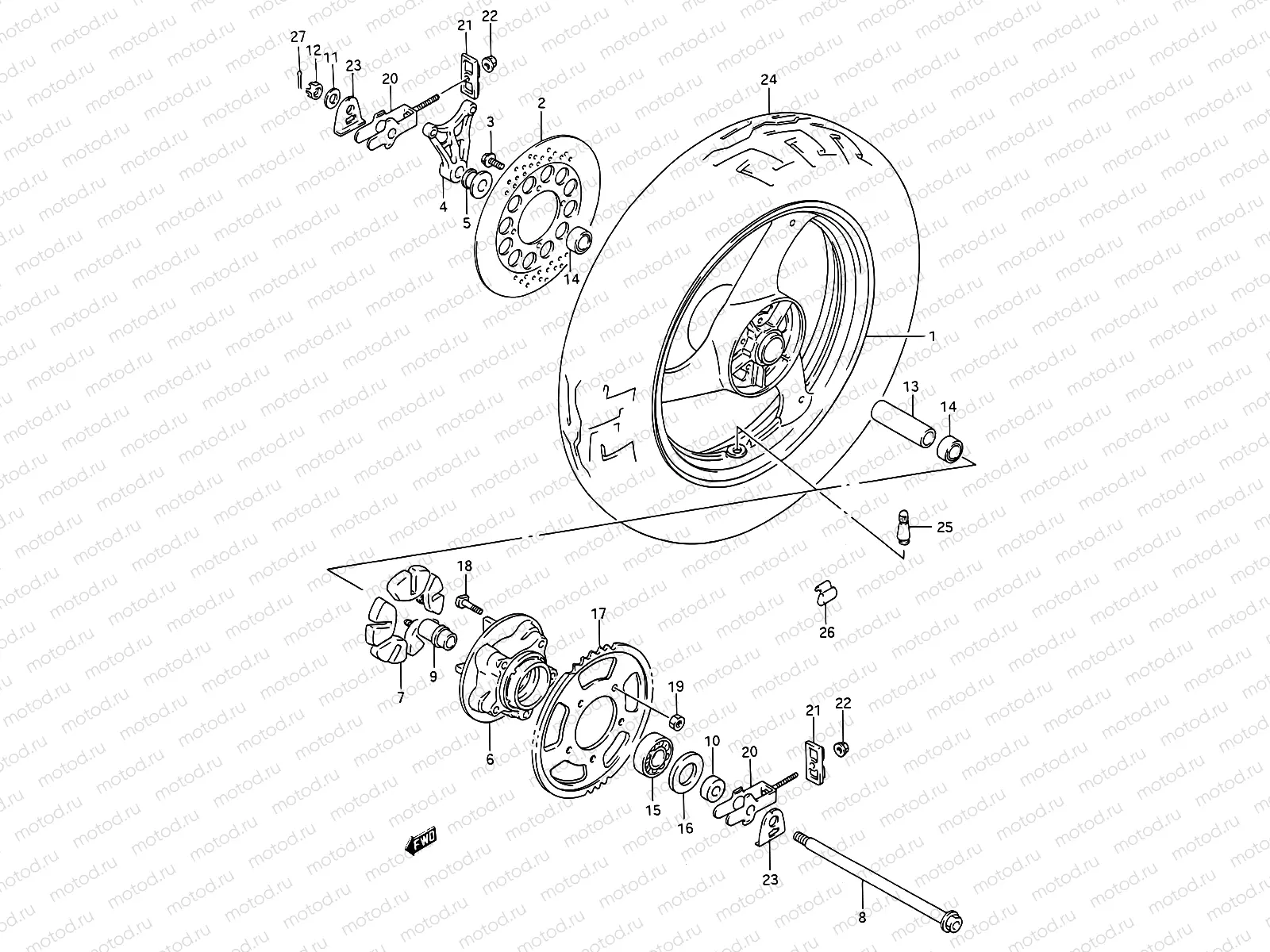 52A - REAR WHEEL (MODEL K/L/M/N/P/R/S/T)