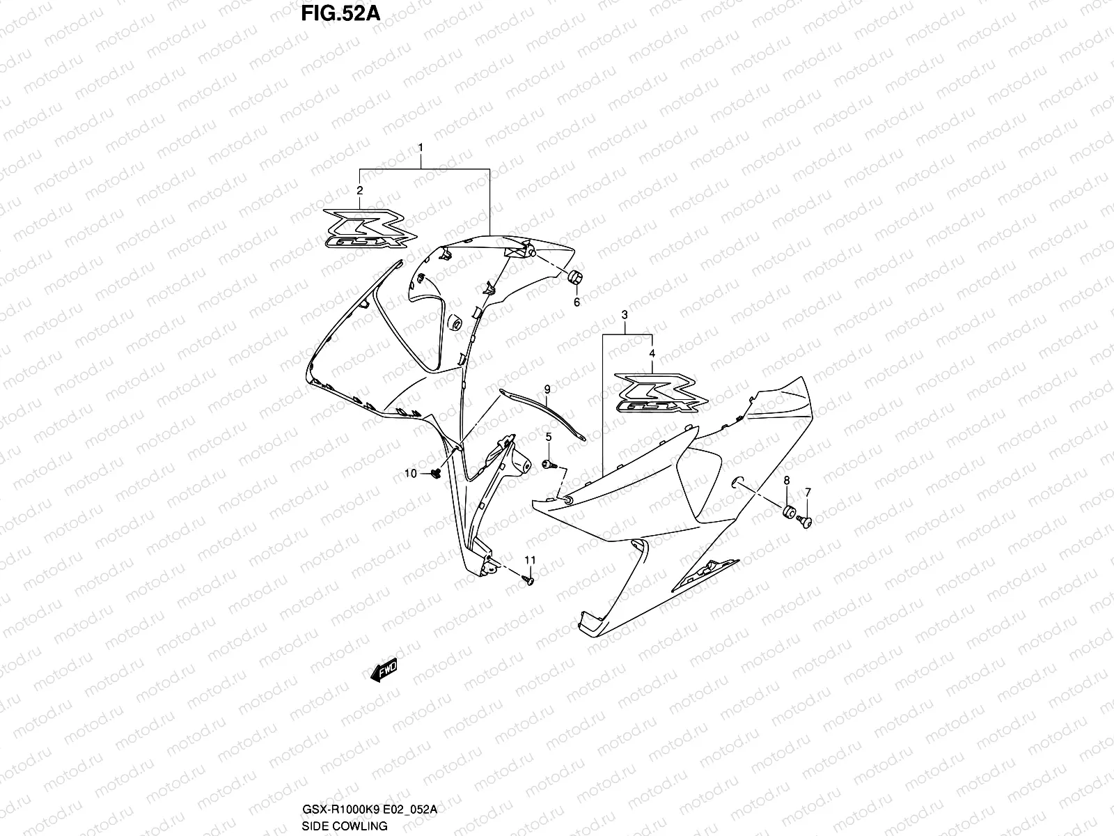 52A - SIDE COWLING (MODEL K9:GLR)