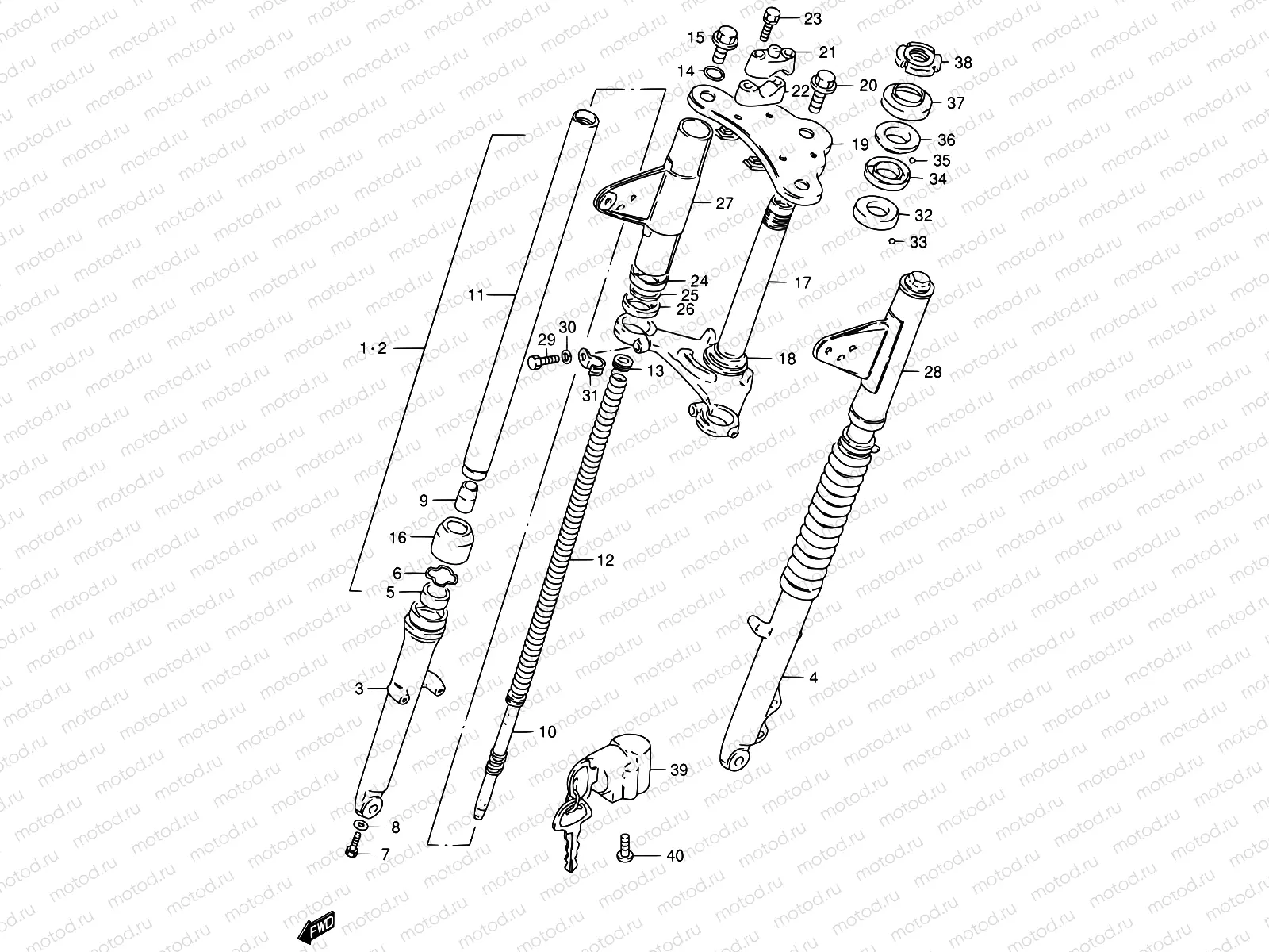 52B - FRONT FORK (GS125SR/ESR P37 1996.12%)
