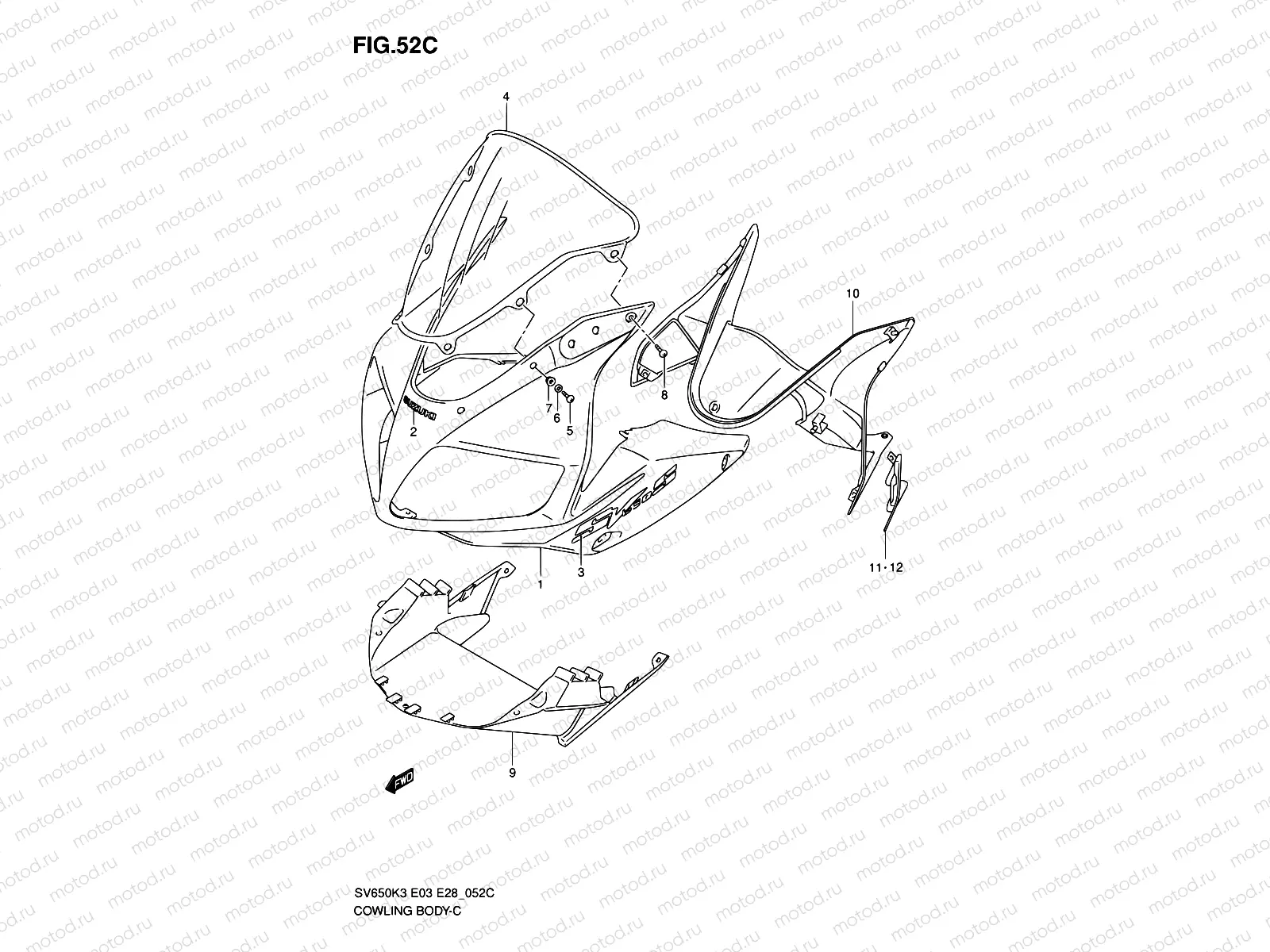 52C - COWLING BODY (SV650SK6)