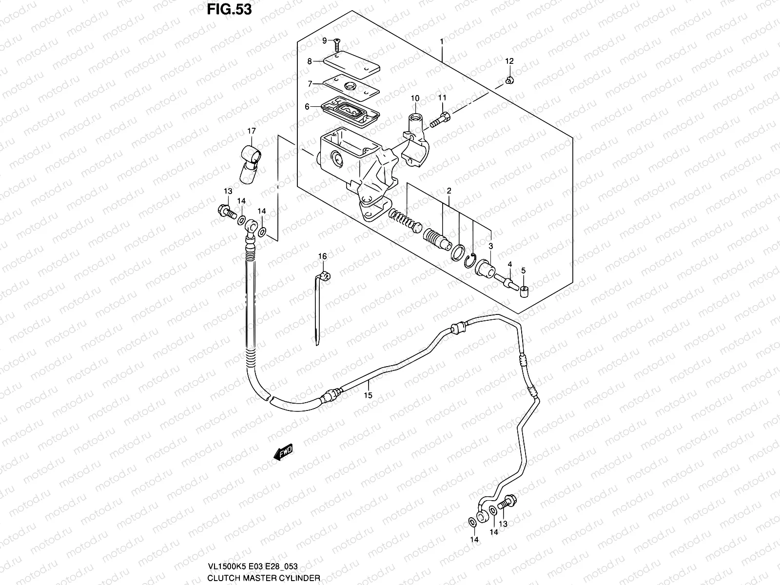 53 - CLUTCH MASTER CYLINDER (MODEL K5/K6)