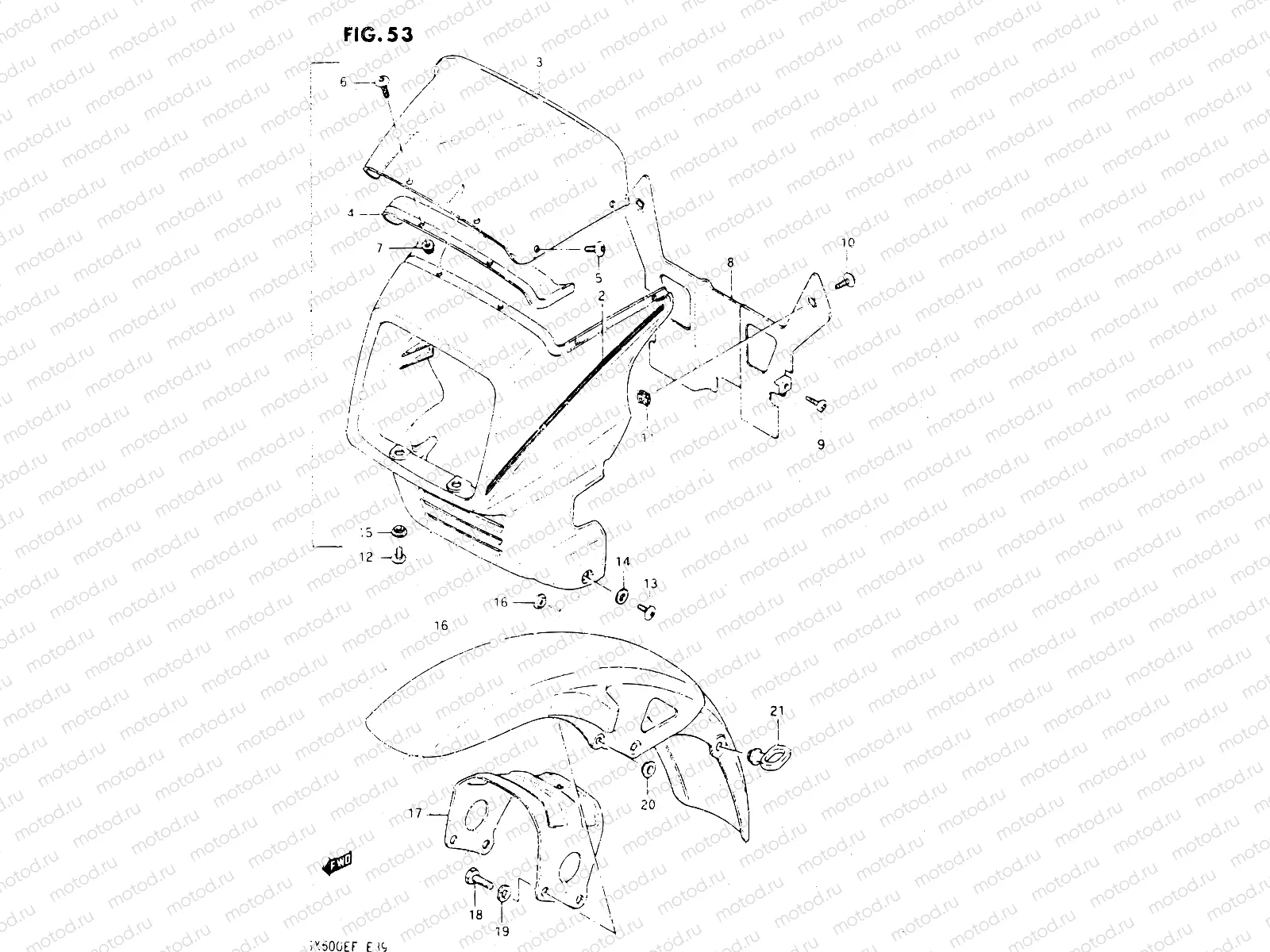53 - COVER HEADLAMP - FRONT FENDER (MODEL F)