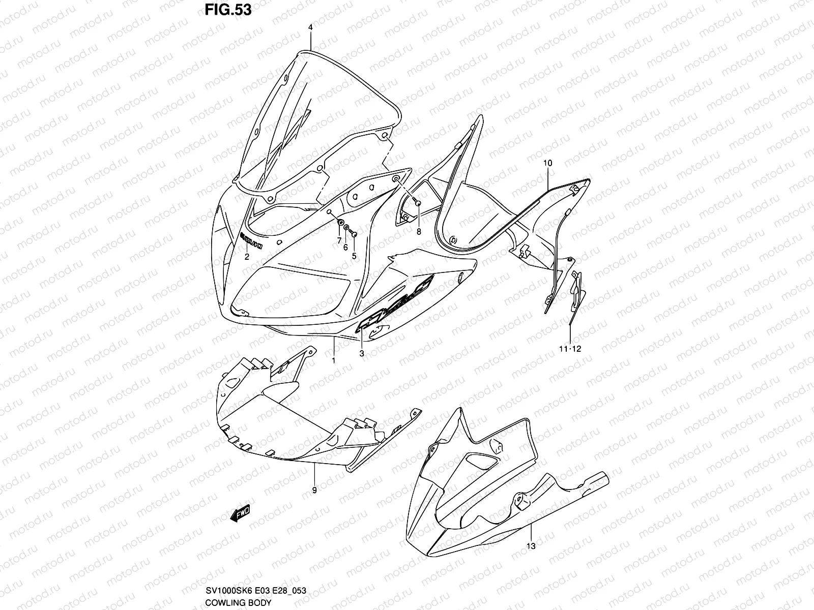53 - COWLING BODY (SV1000SK6)