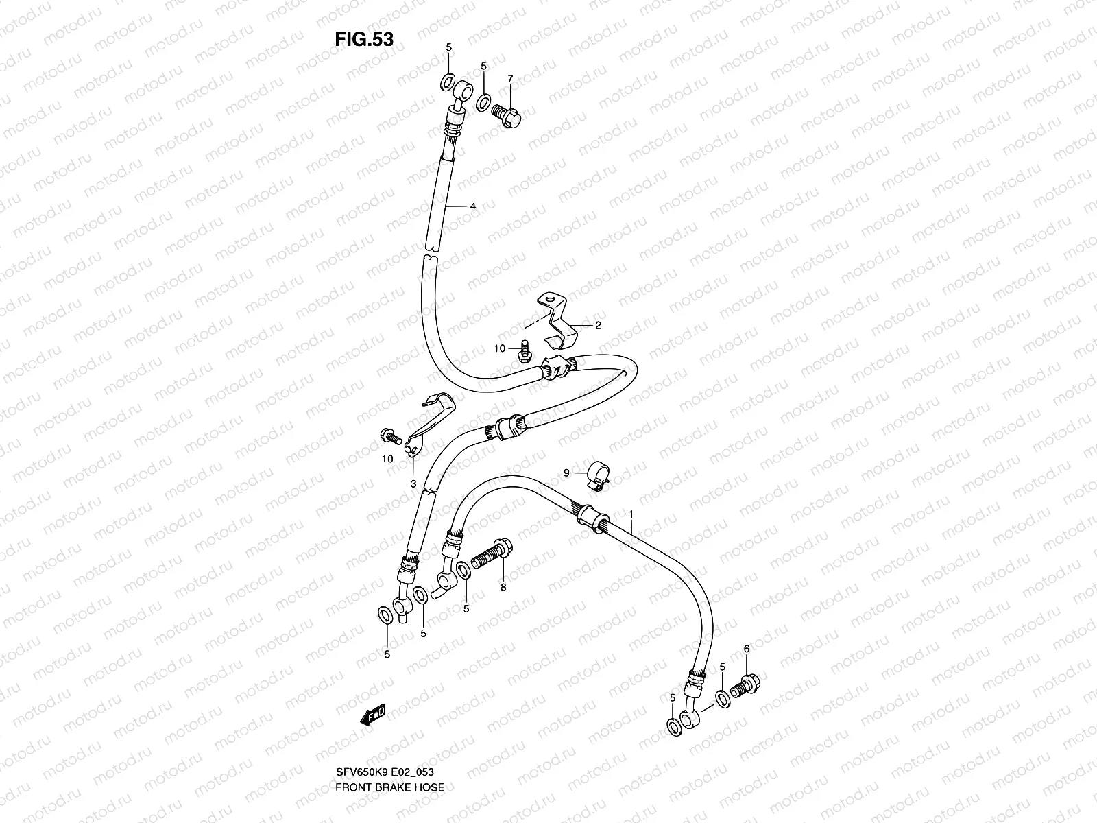 53 - FRONT BRAKE HOSE (SFV650K9/UK9/L0/UL0)