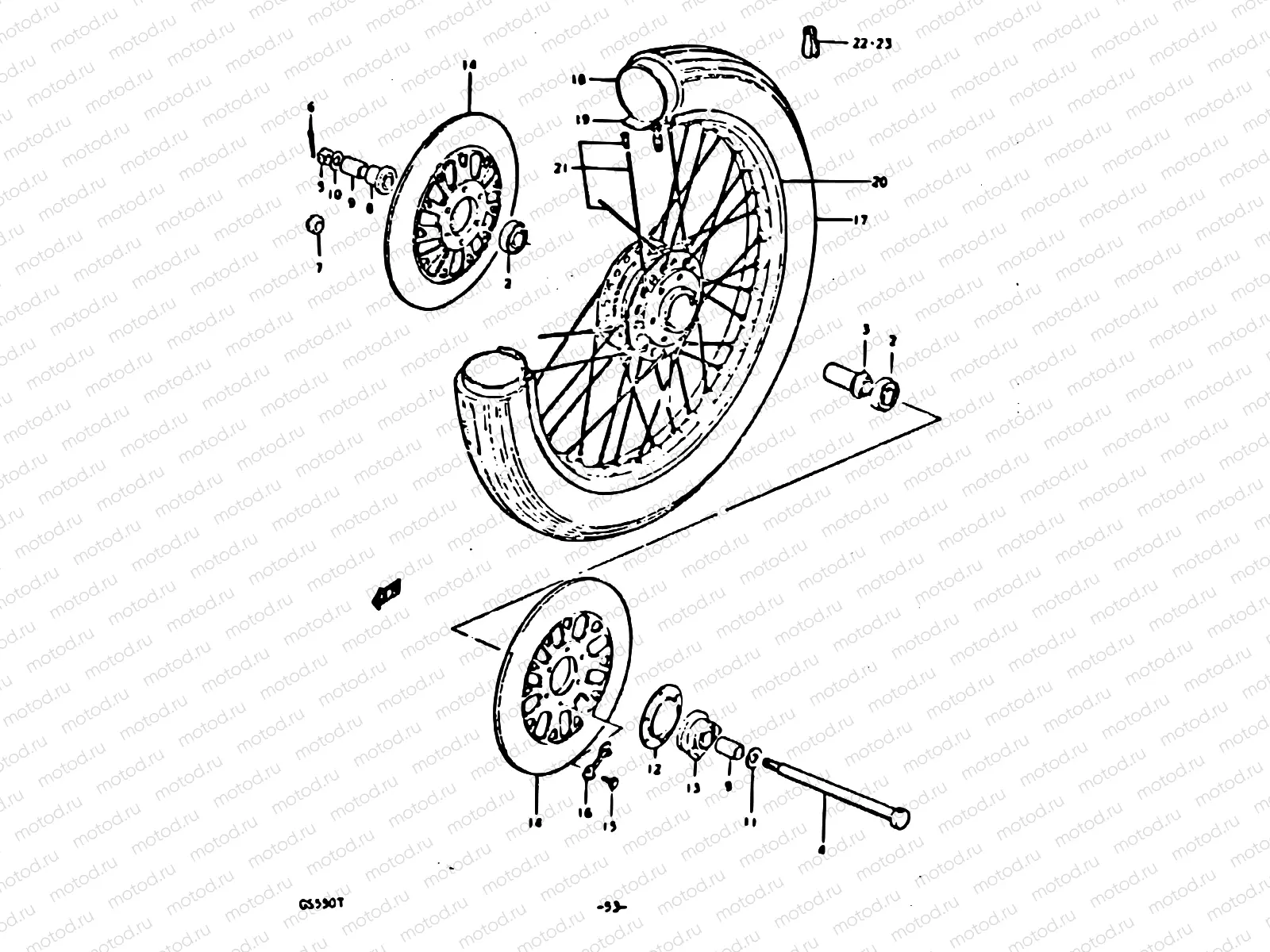 53 - FRONT WHEEL (FOR SPOKE WHEEL/SINGLE DISK)