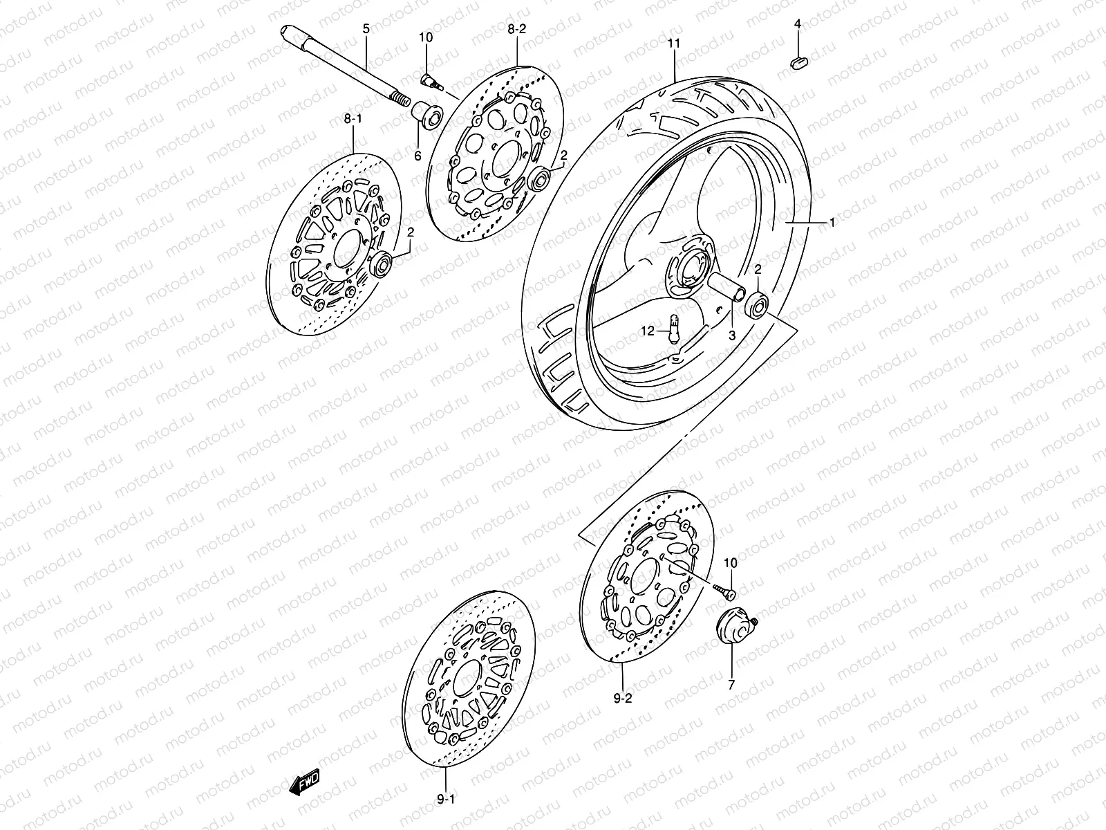 53 - FRONT WHEEL (MODEL P/R)