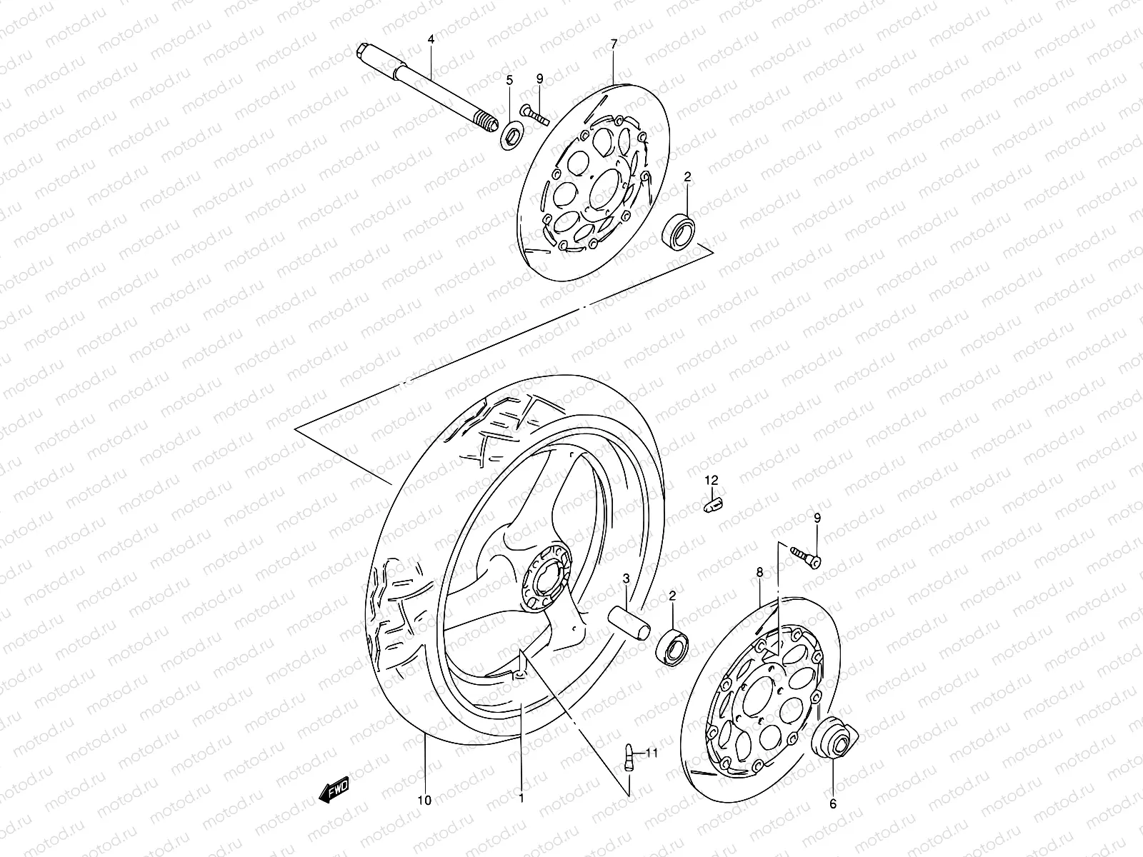 53 - FRONT WHEEL (MODEL P/R)