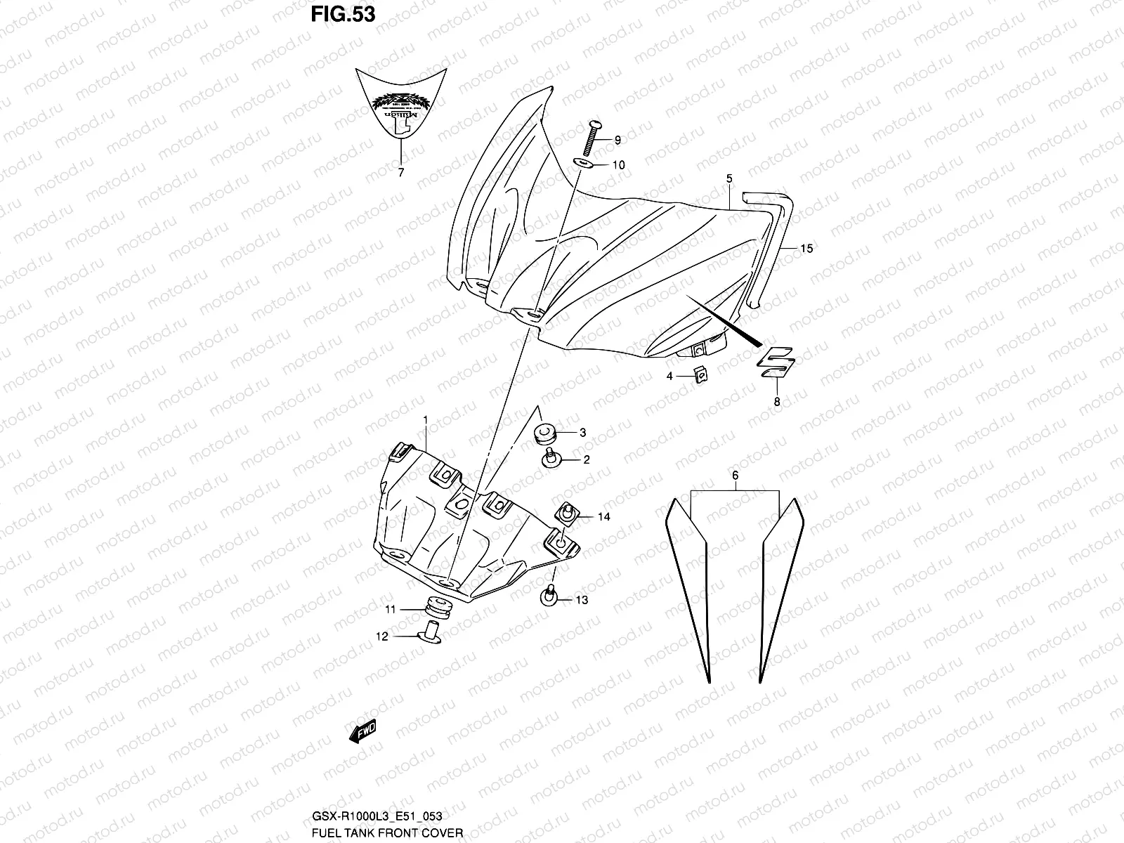 53 - FUEL TANK FRONT COVER (GSX-R1000ZL3 E51)